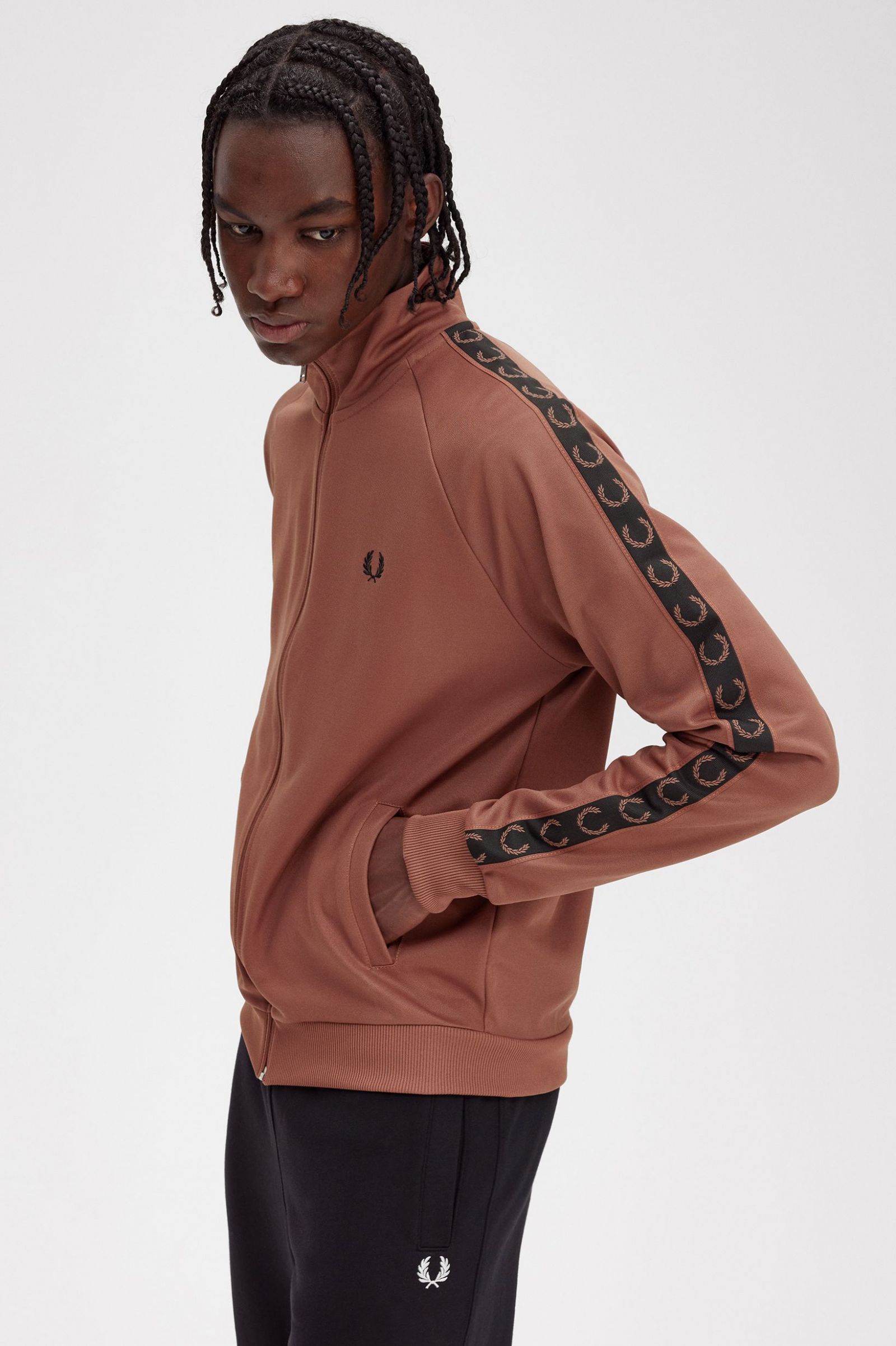 Contrast Tape Track Jacket Whisky Brown / Black 7039115