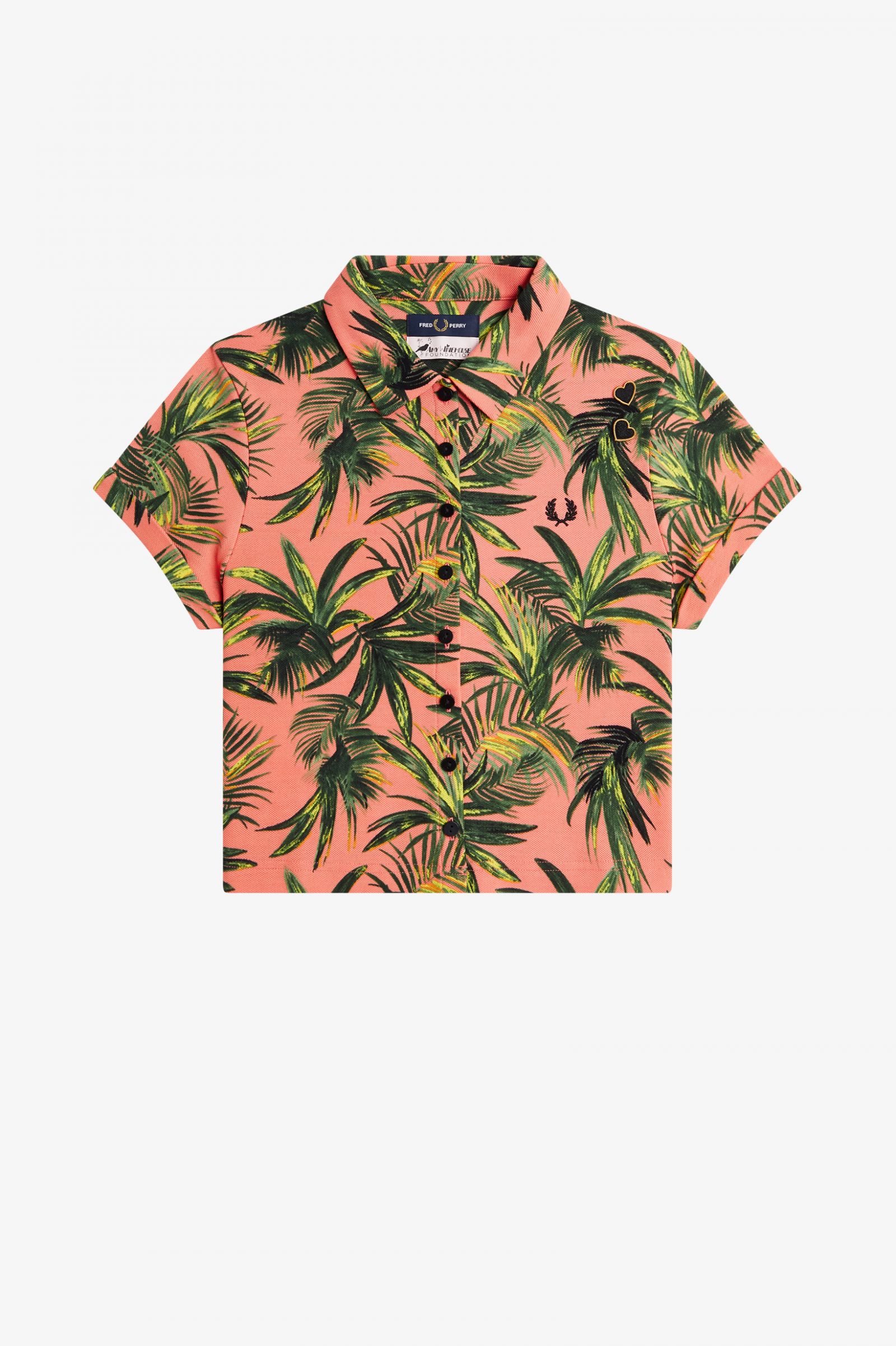 Amy Winehouse FoundationPalm Print Piqué Shirt Coral Heat 7039403