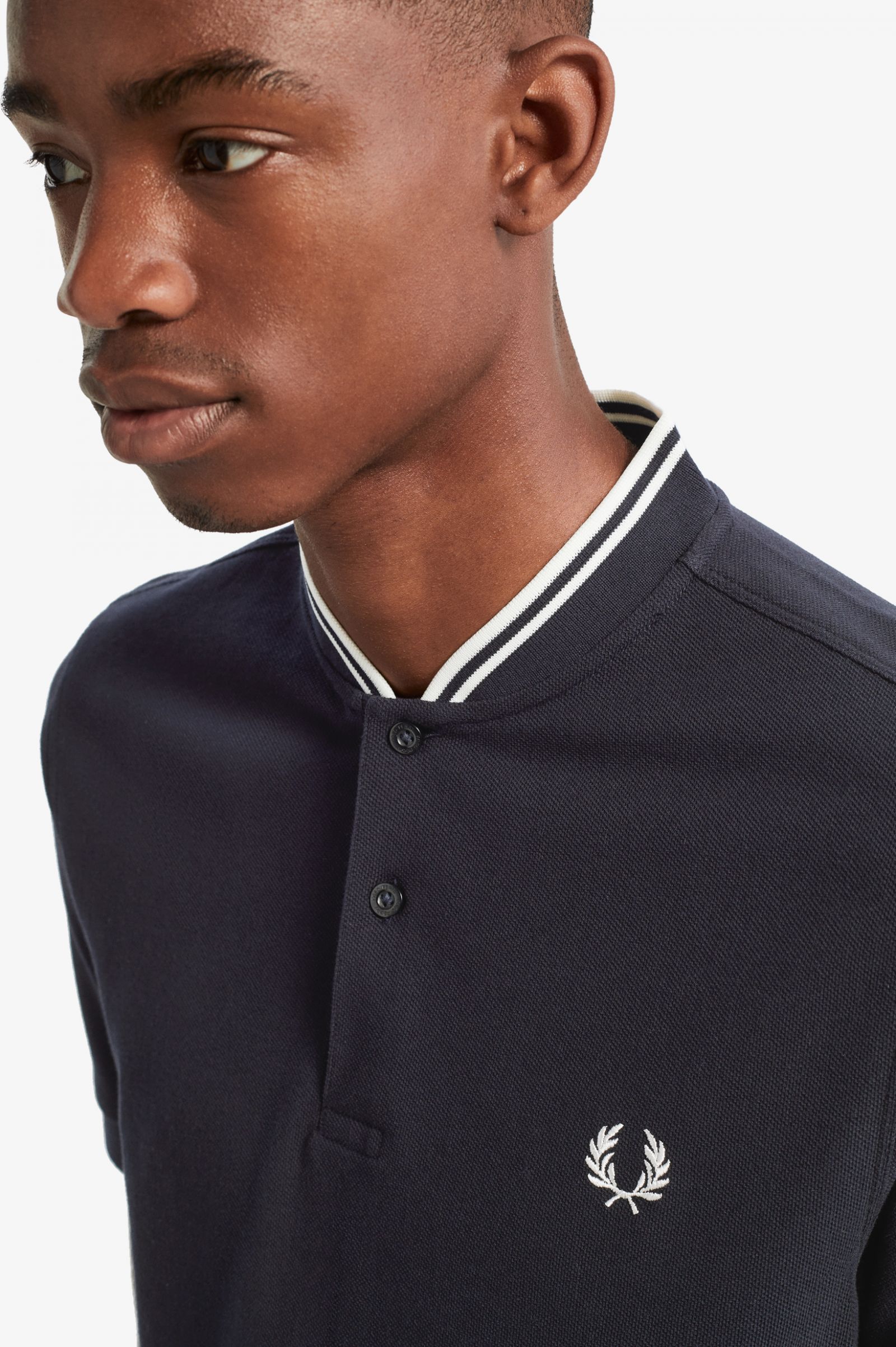 Bomber Collar Polo Shirt Navy 7038578