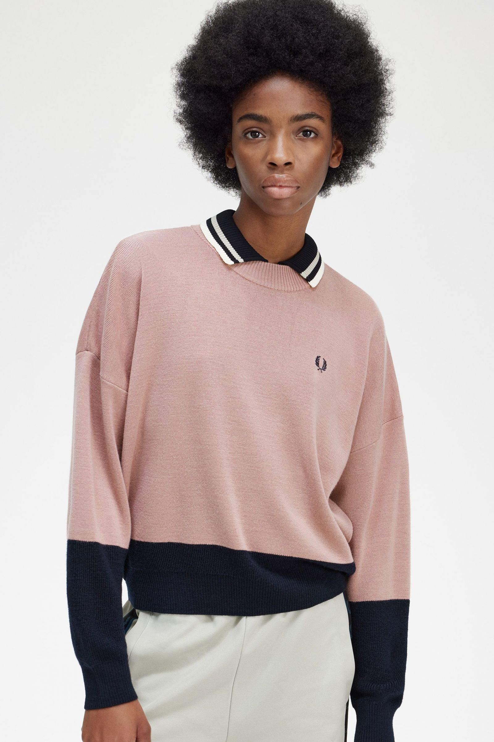Colour Block Jumper Dusty Rose Pink 7039312