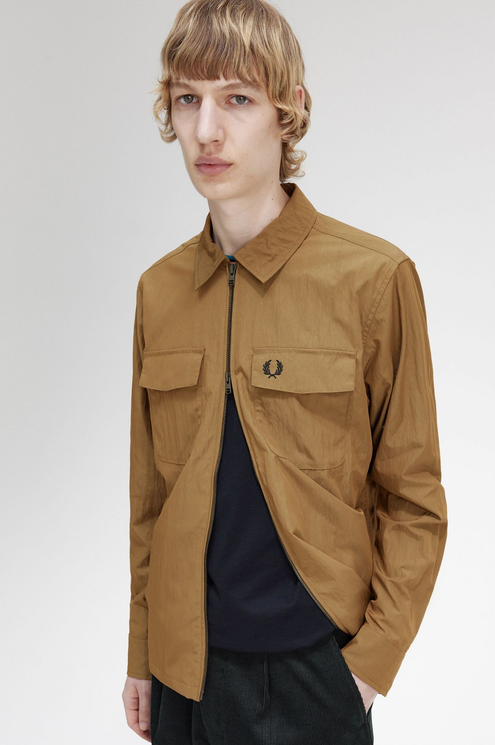 Lightweight Zip-Through Overshirt Shaded Stone 7038487