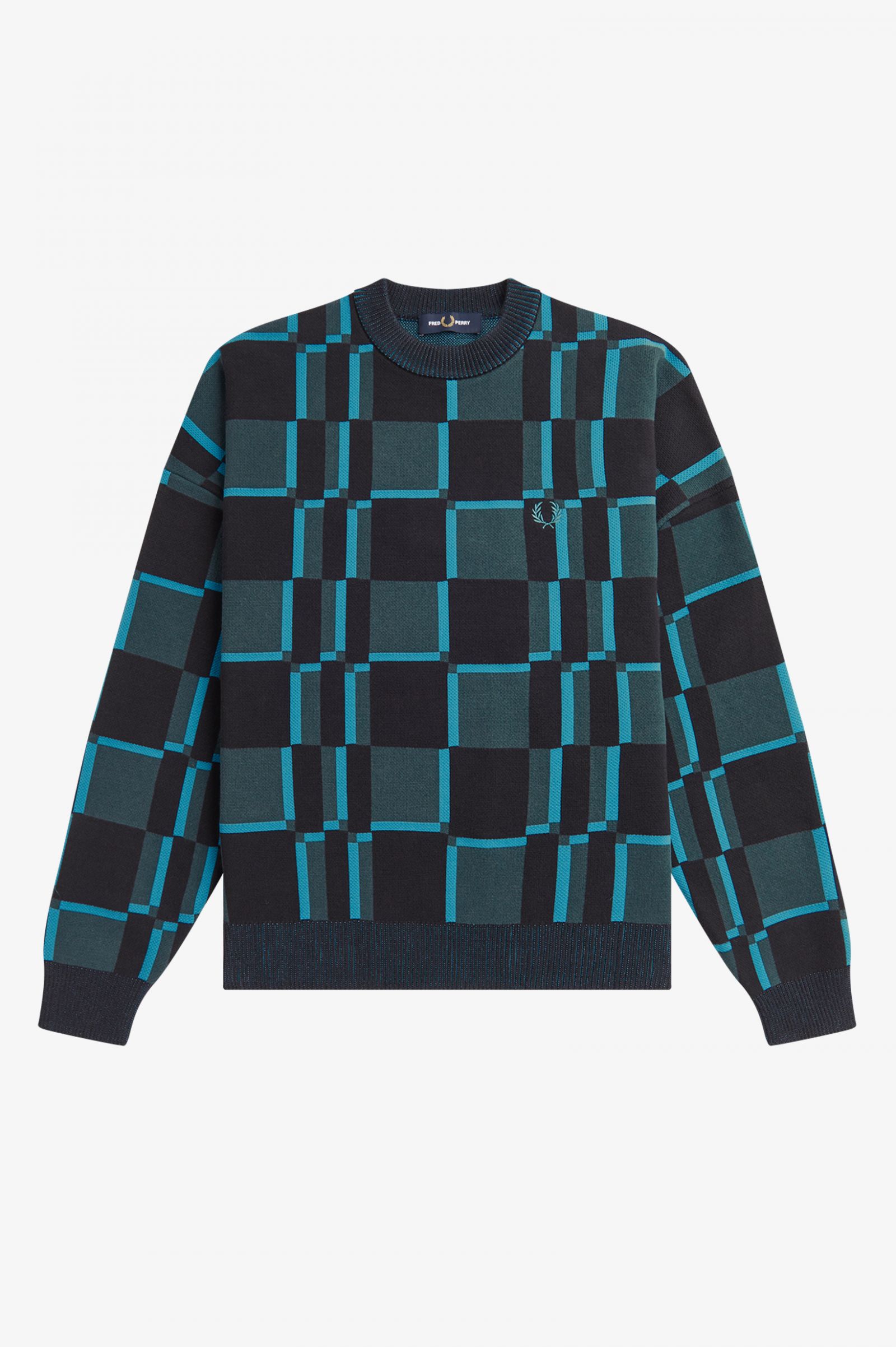 Chequerboard Jumper Cyber Blue 7039314