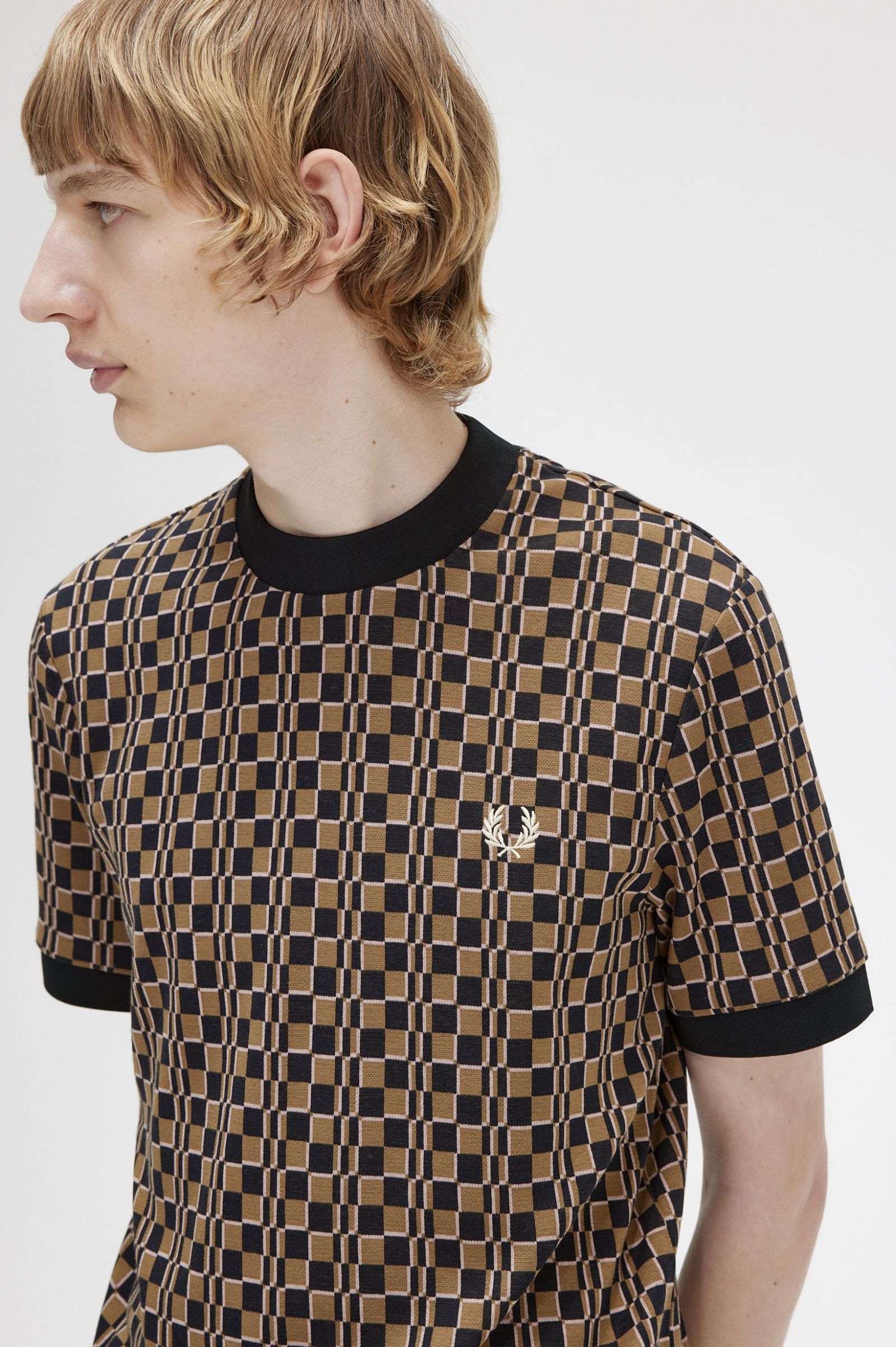 Glitch Chequerboard T-Shirt Shaded Stone / Navy 7038930