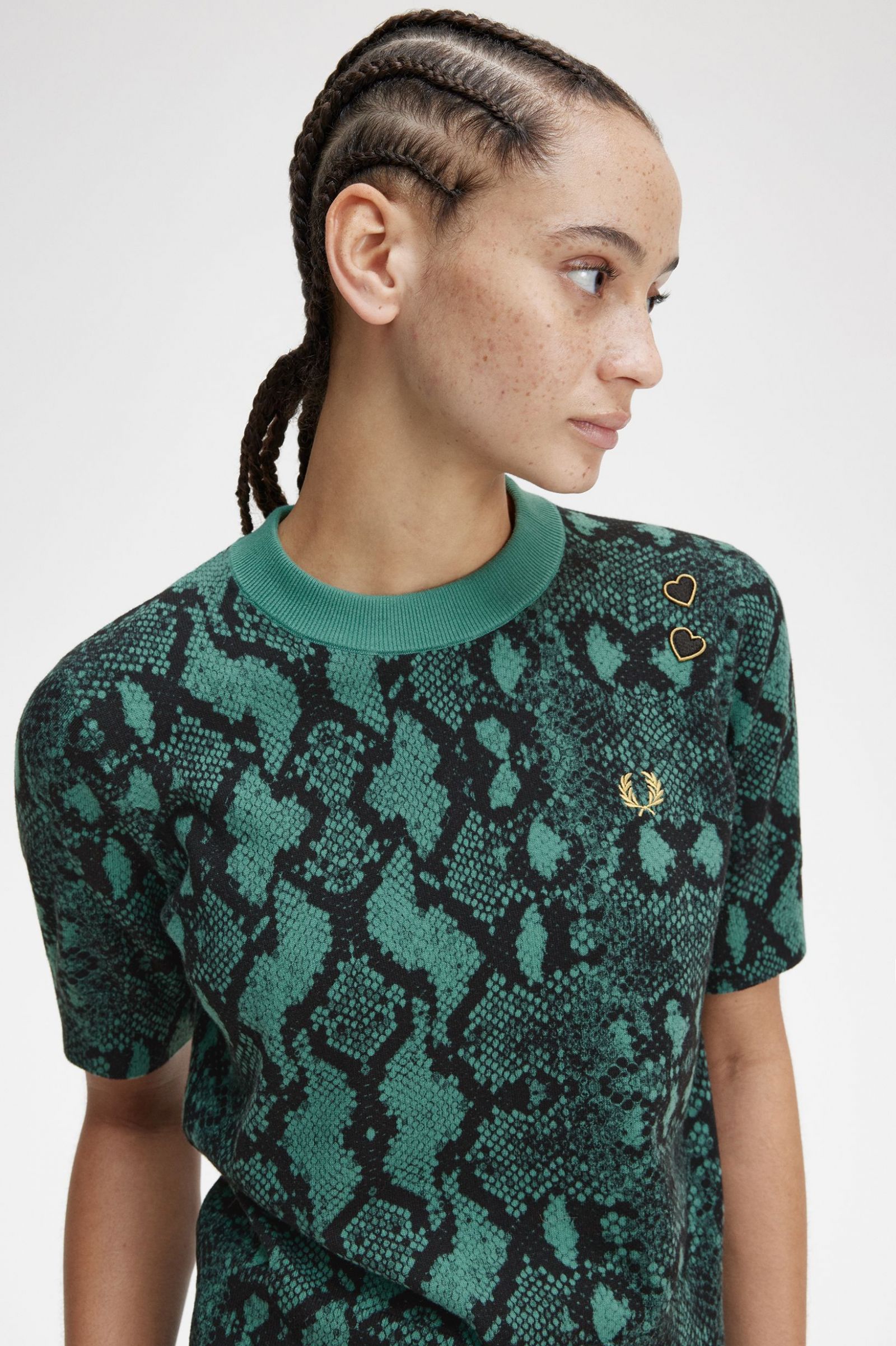 Amy Winehouse FoundationSnake Print Jumper Deep Mint 7039333