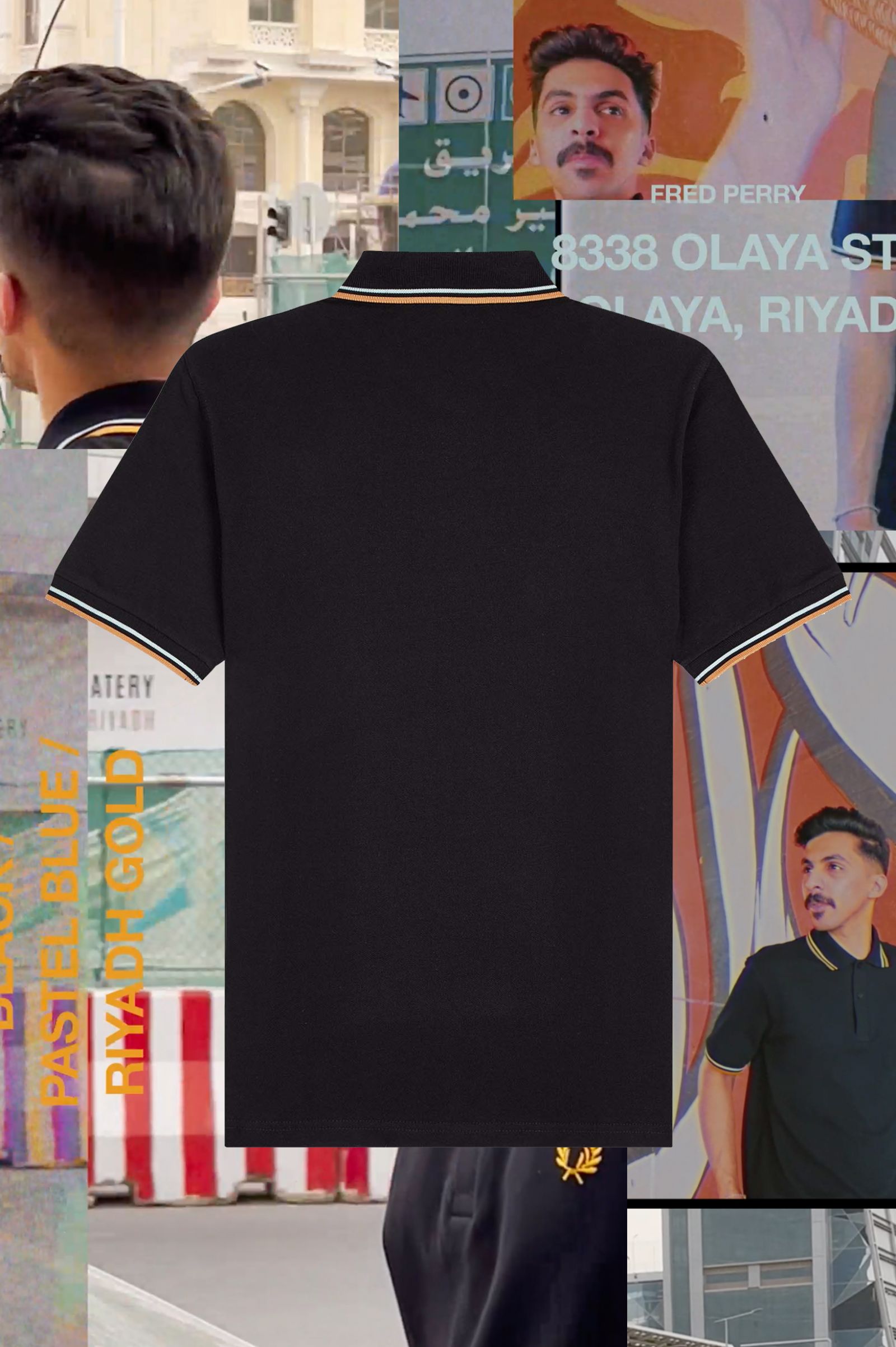 The Fred Perry ShirtM12 Black / Pastel Blue / Riyadh Gold 7038065