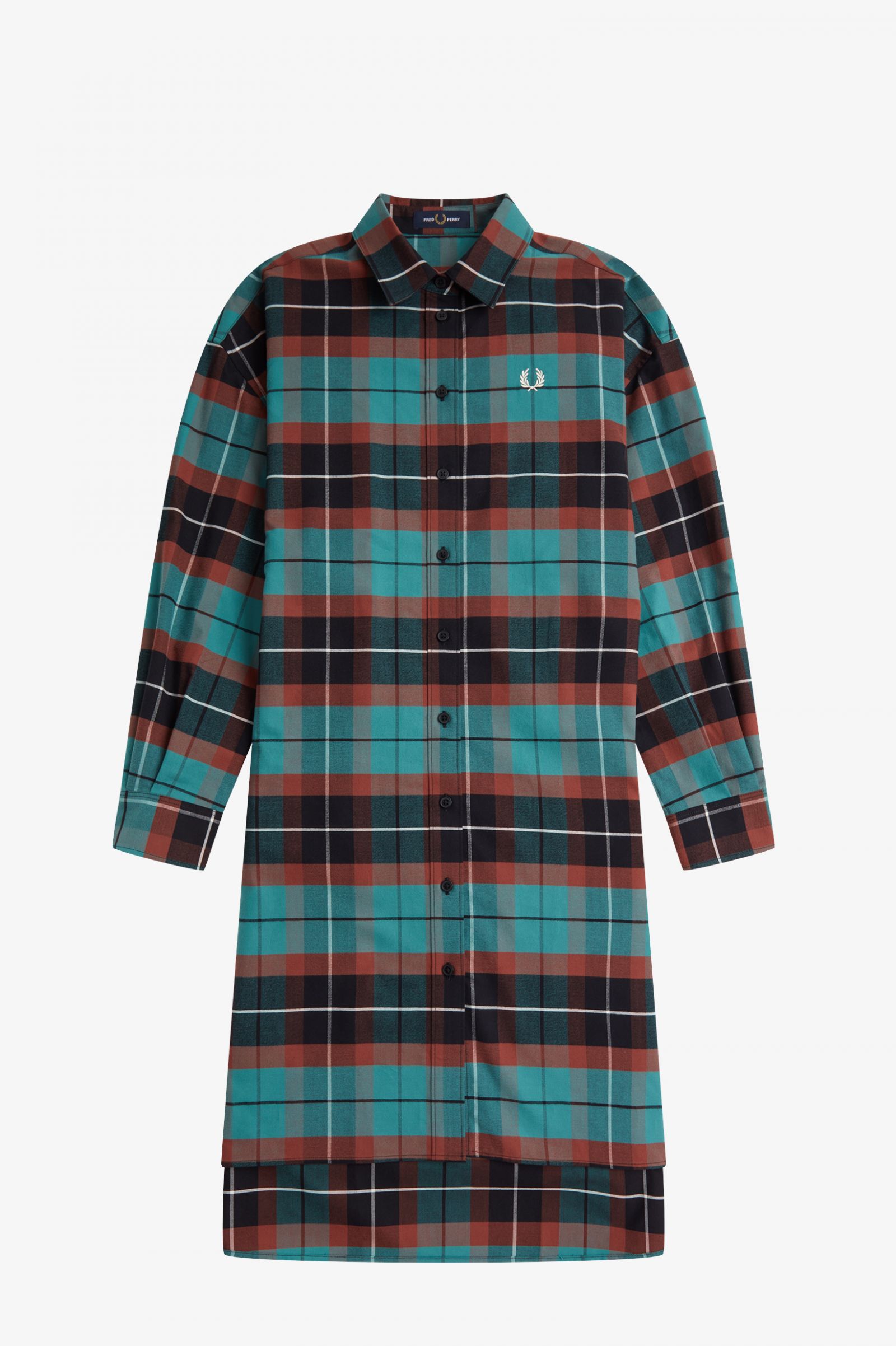 Brushed Tartan Shirt Dress Deep Mint 7039359