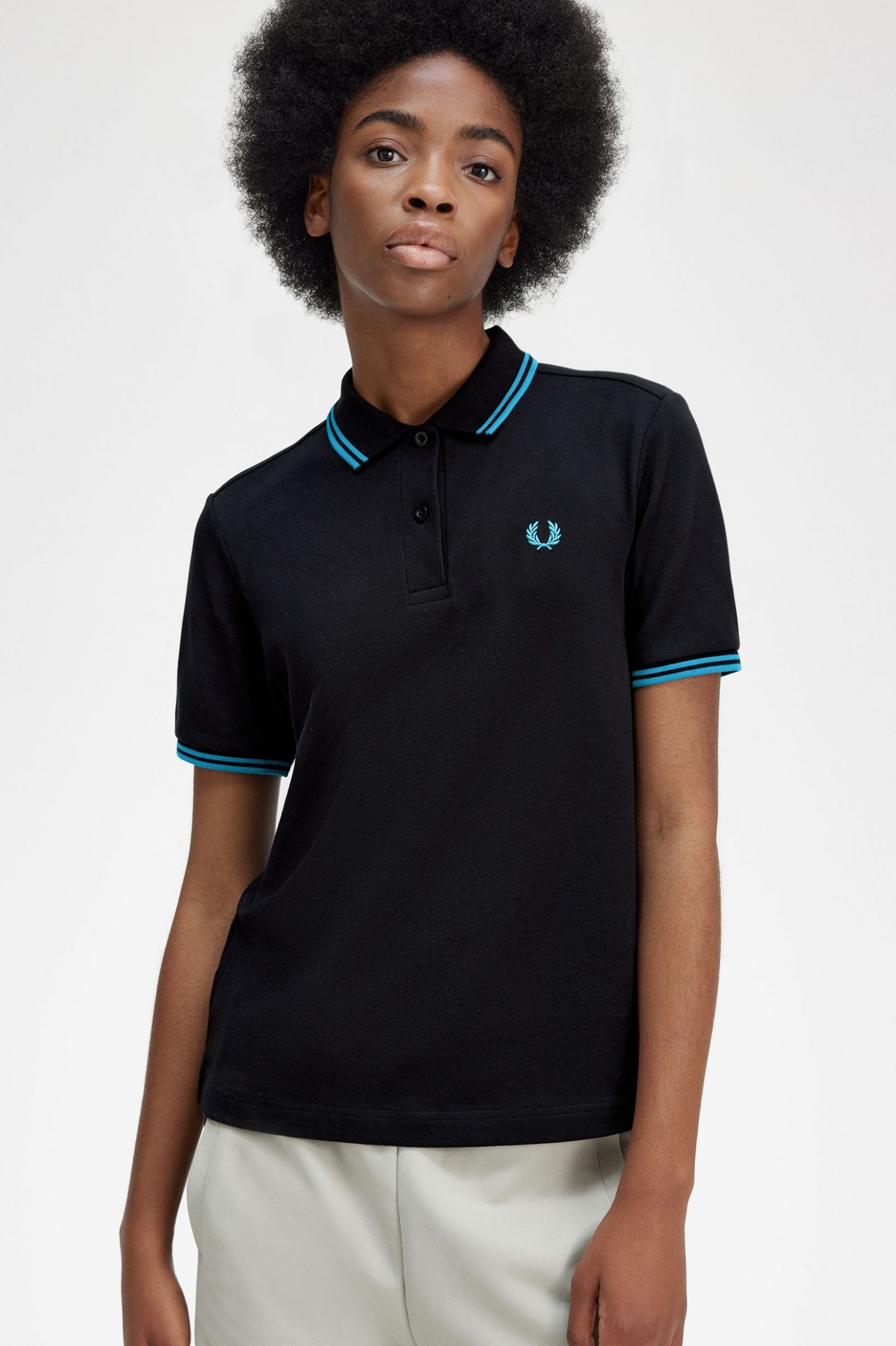 The Fred Perry ShirtG3600 Black / Cyber Blue / Cyber Blue 7039445