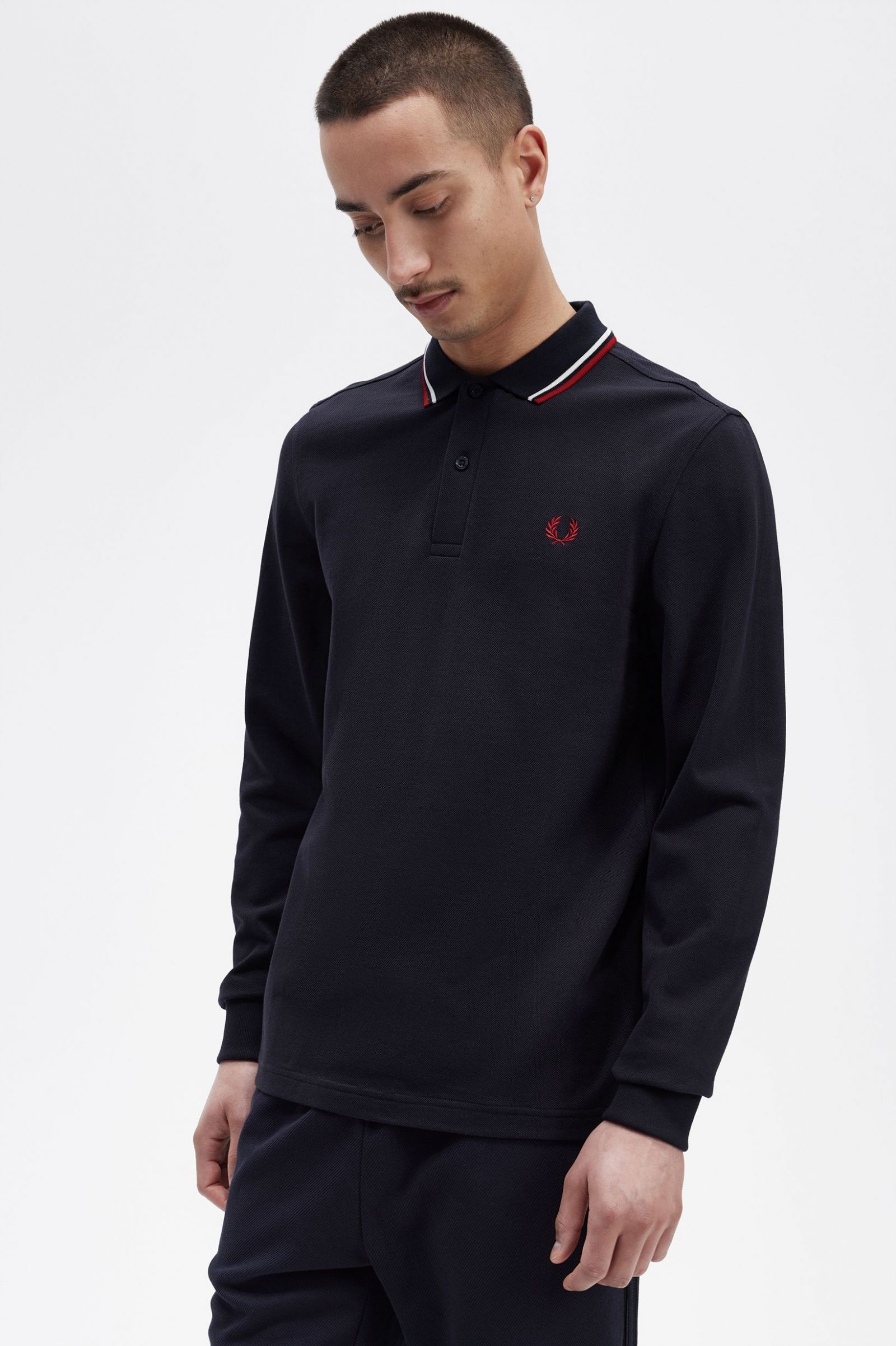 The Fred Perry ShirtM3636 Navy / Snow White / Burnt Red 7038545