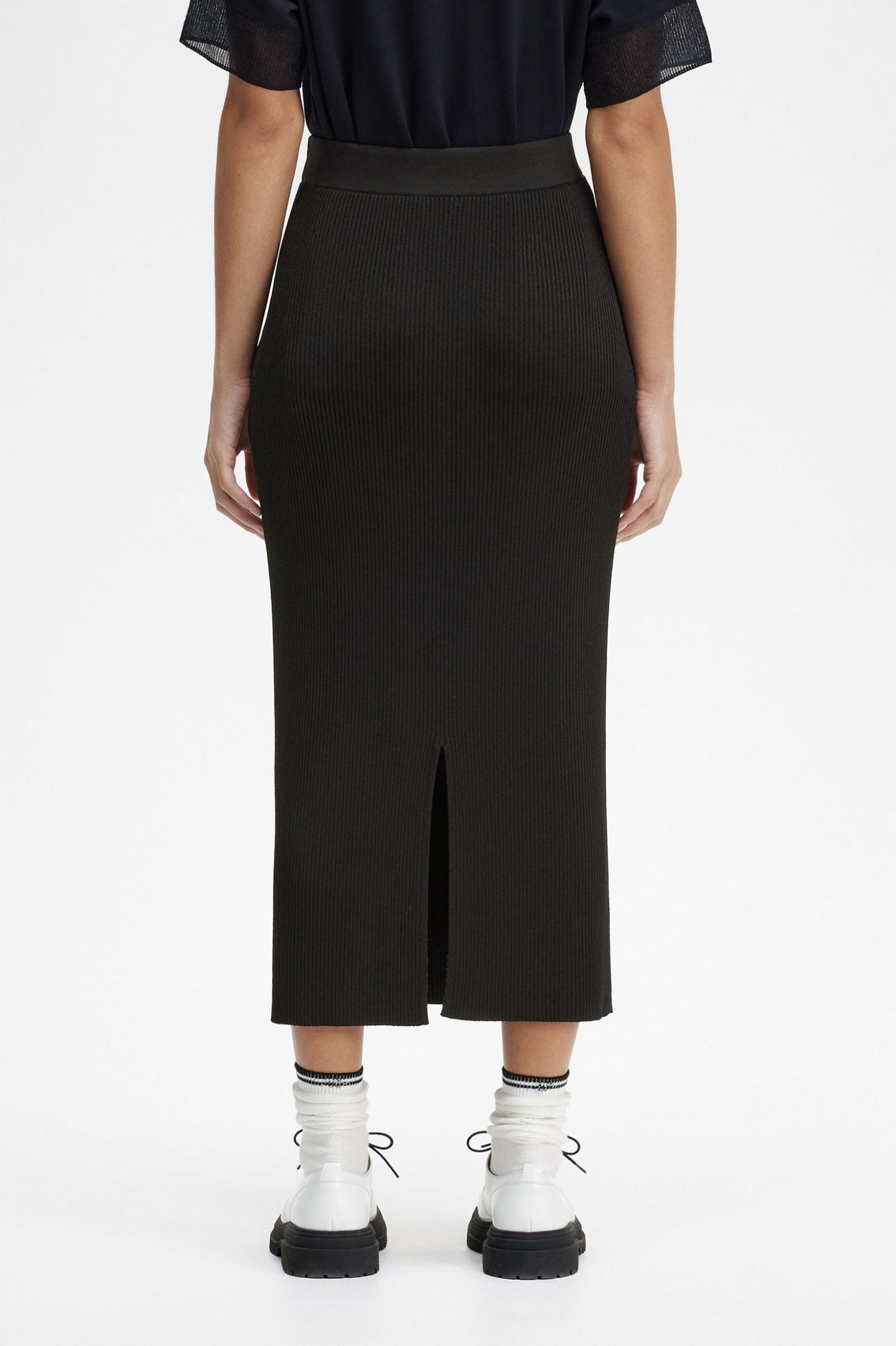 Ribbed Knitted Skirt Black 7039471
