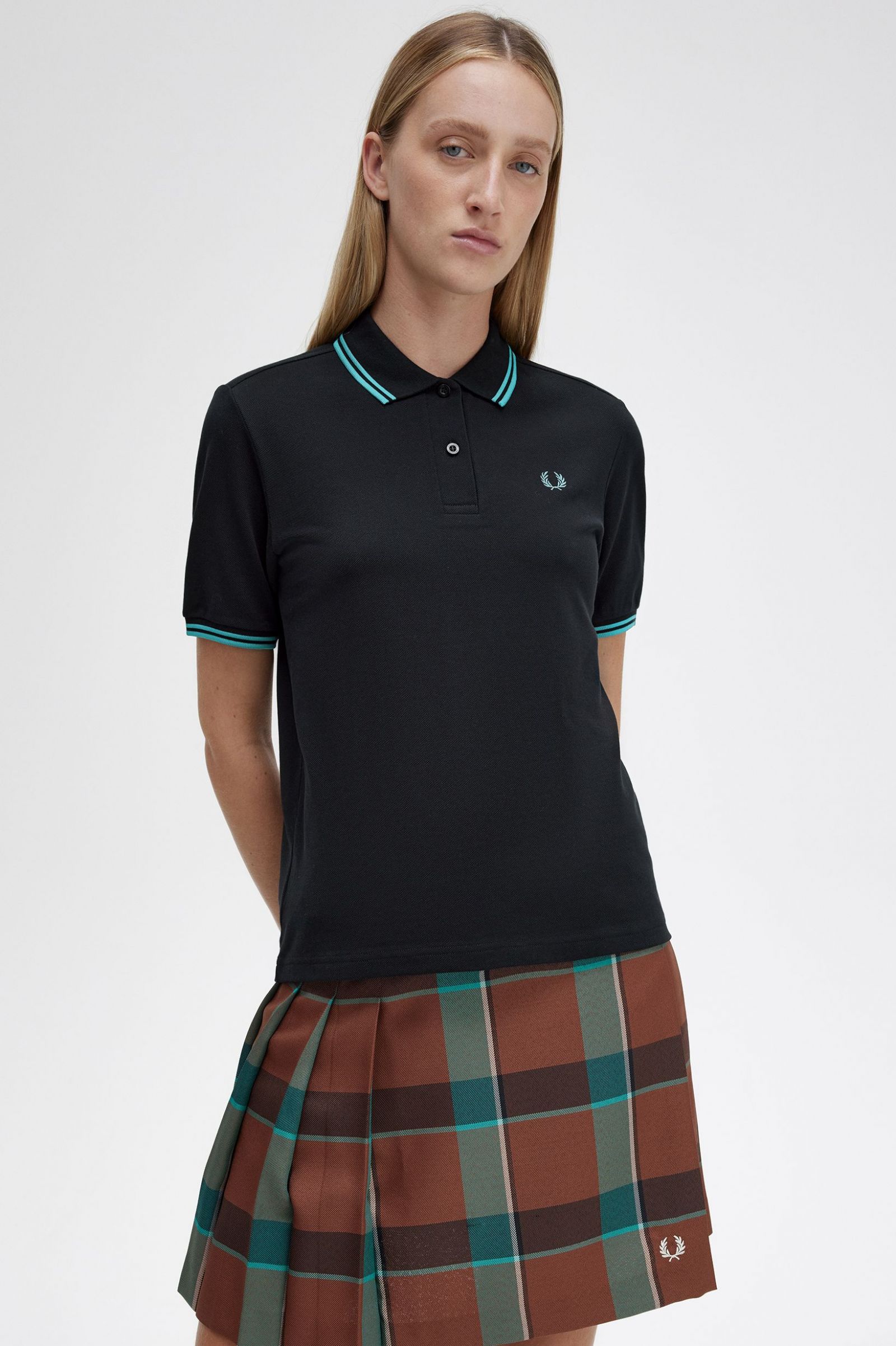 The Fred Perry ShirtG3600 Black / Deep Mint / Deep Mint 7039451