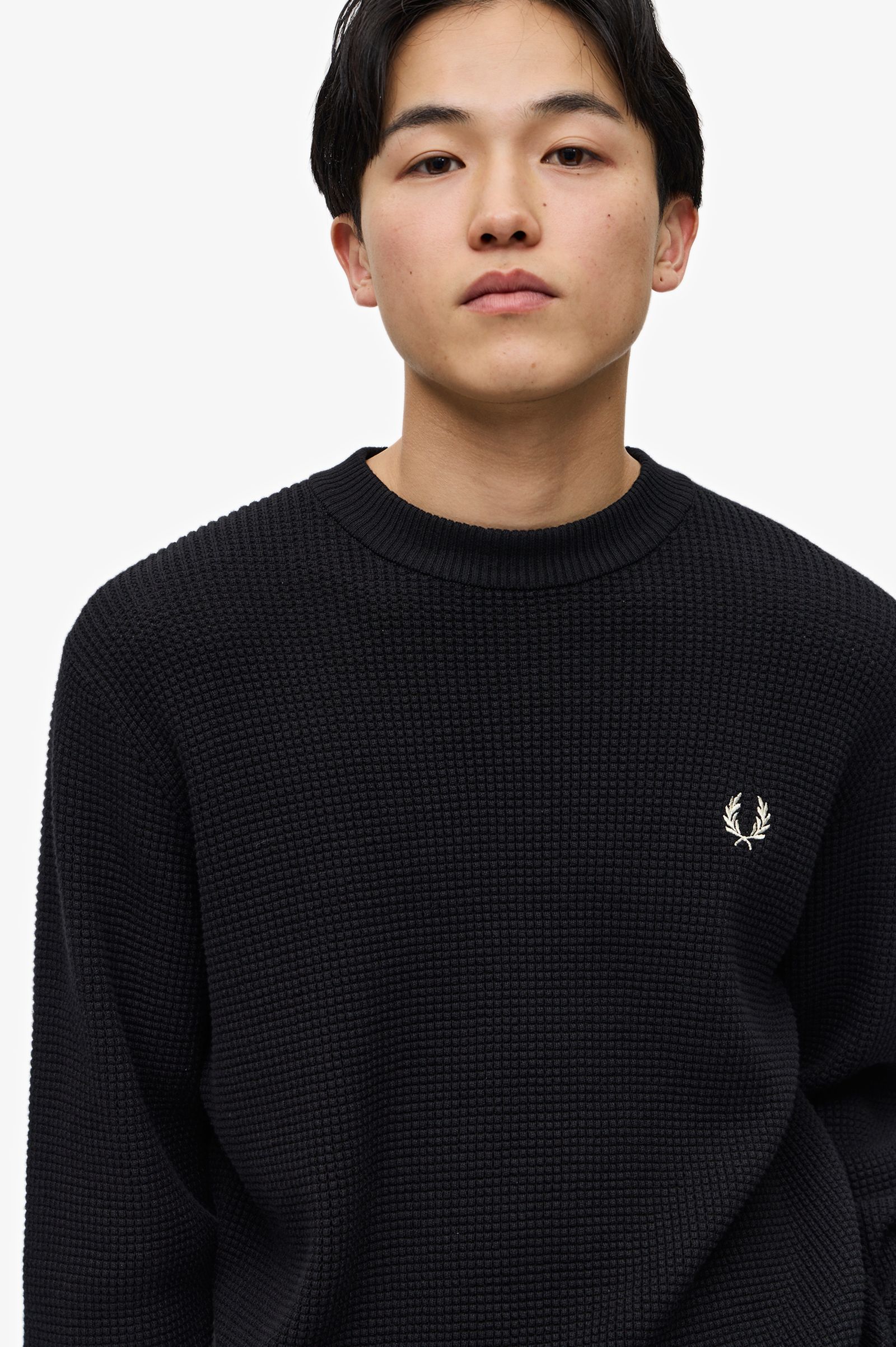 Waffle Stitch Jumper Black 7038317