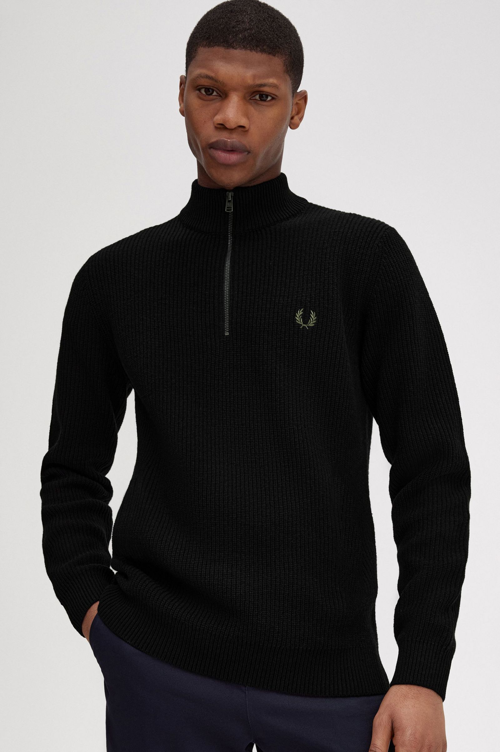 Textured Half Zip Jumper Black 7038319