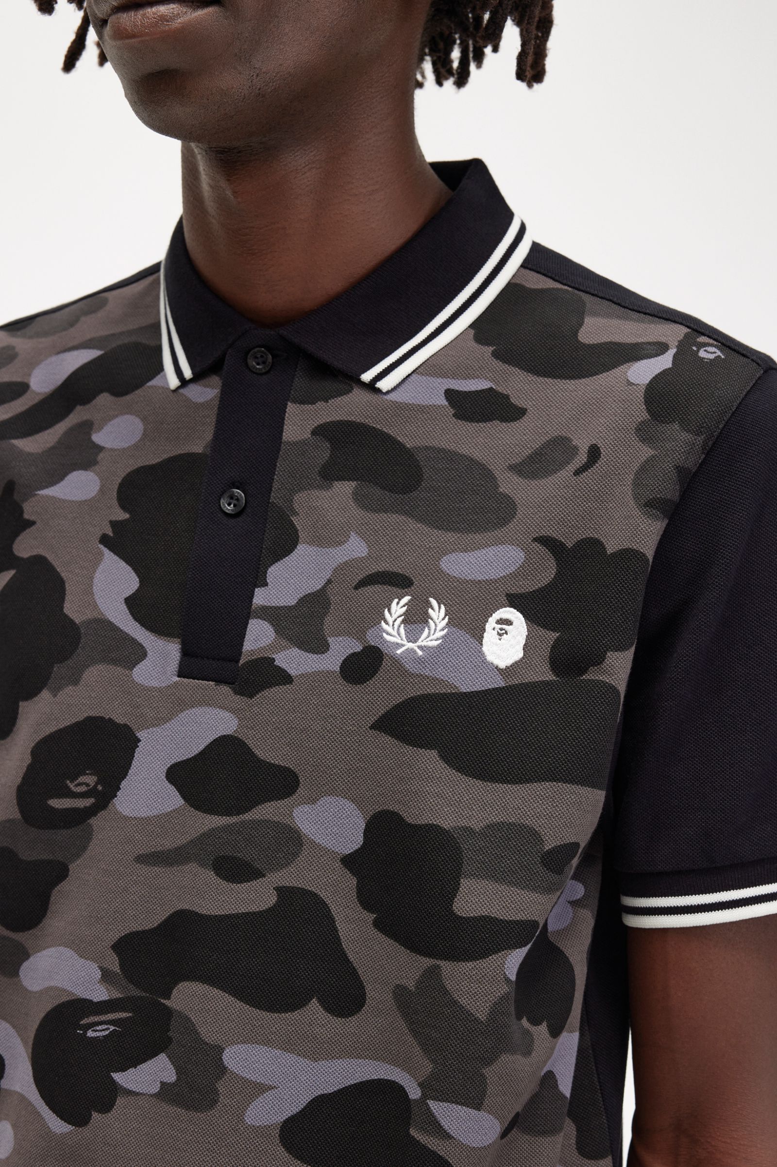 A Bathing Ape?Camouflage Fred Perry Shirt Black 7038240