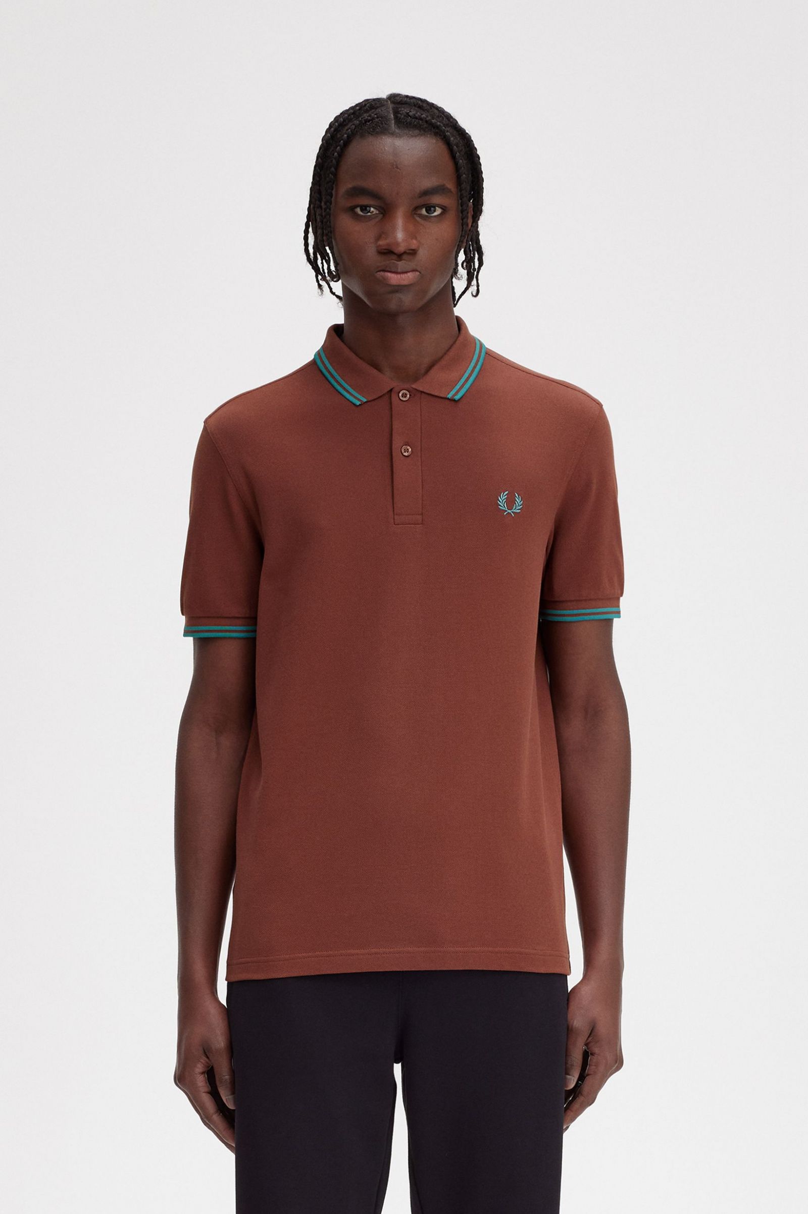 The Fred Perry ShirtM3600 Whisky Brown / Deep Mint / Deep Mint 7038527