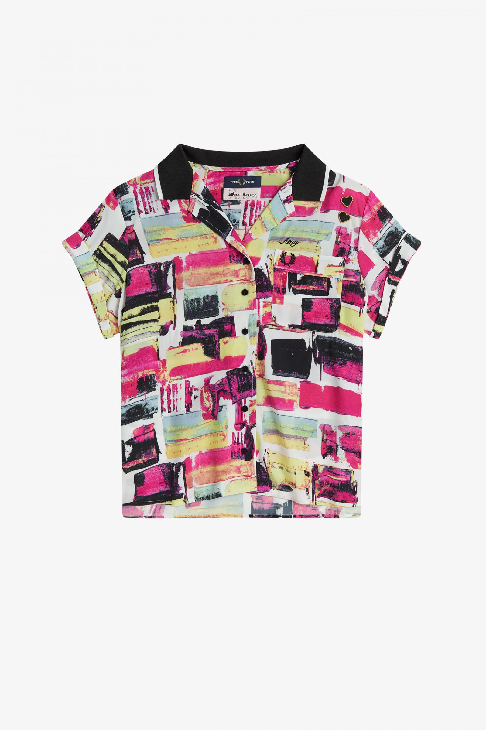 Amy Winehouse FoundationPrinted Bowling Shirt Black 7037921