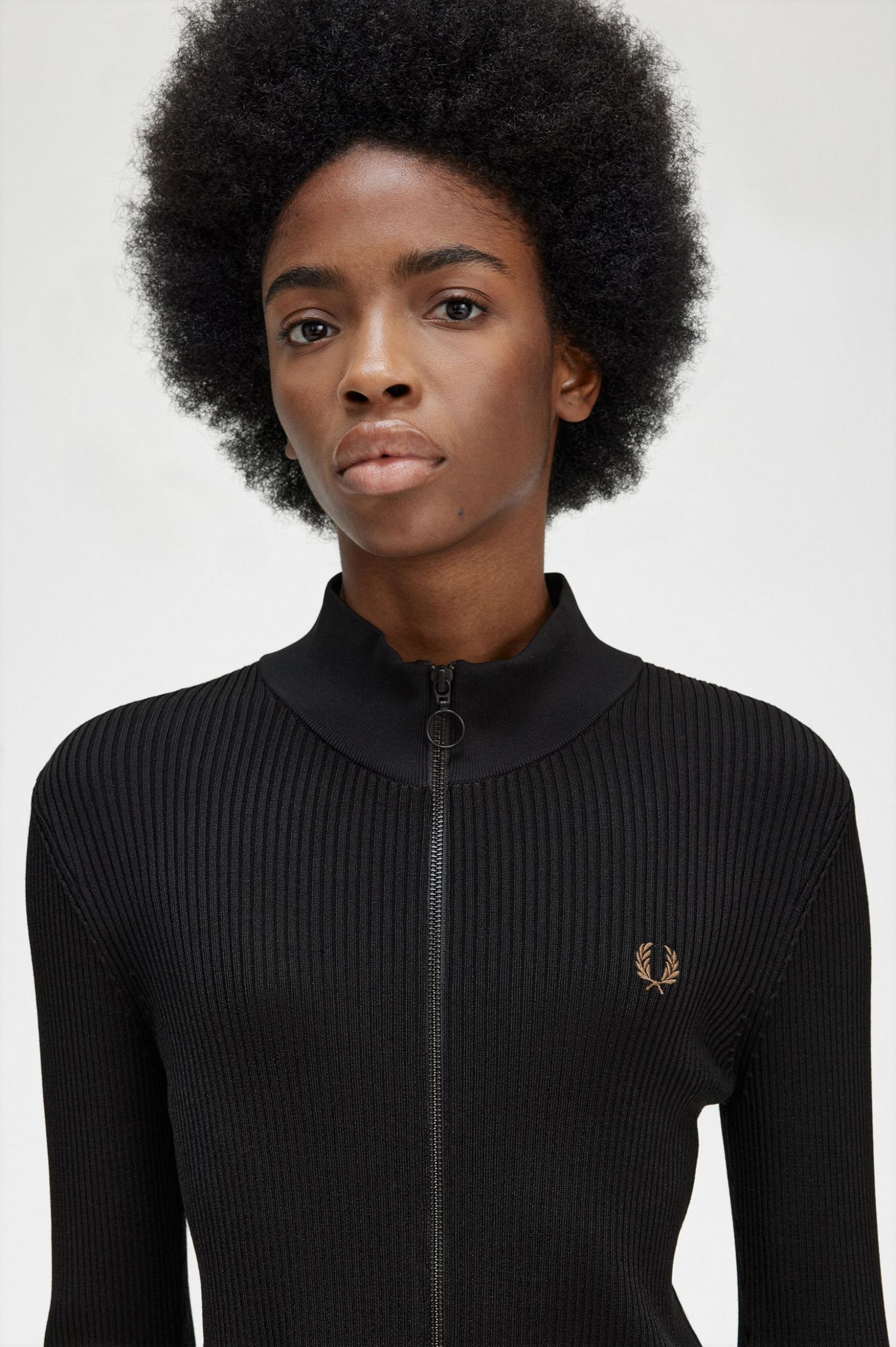 Ribbed Zip Through Jumper Black 7039335