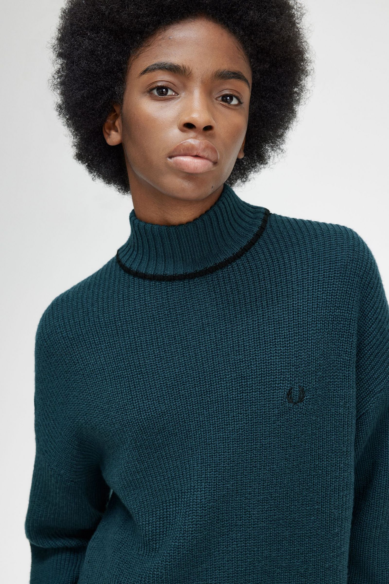 Fishtail Hem Mock Neck Jumper Petrol Blue 7039318