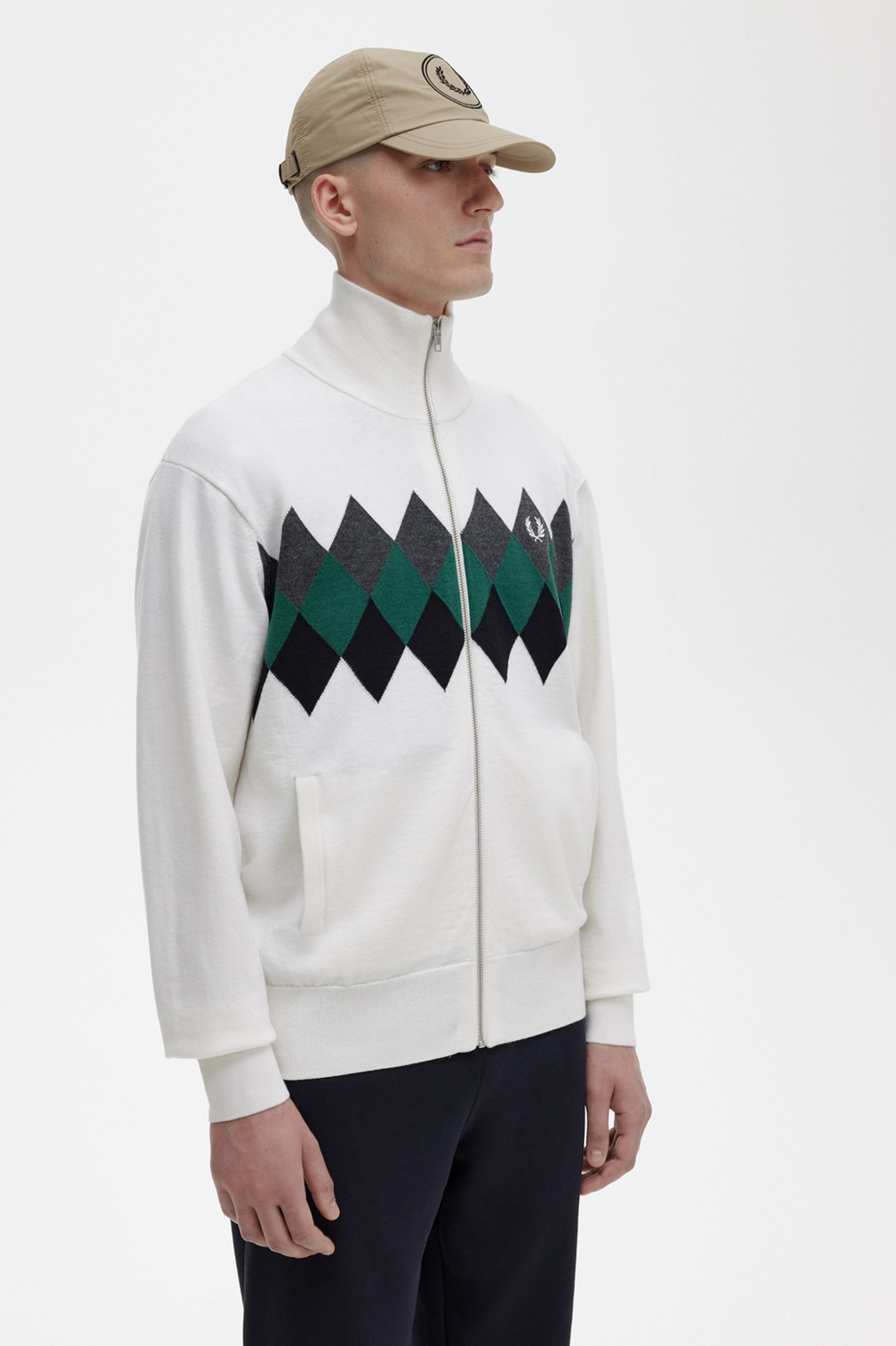 ReissuesDiamond Intarsia Cardigan Snow White 7037881