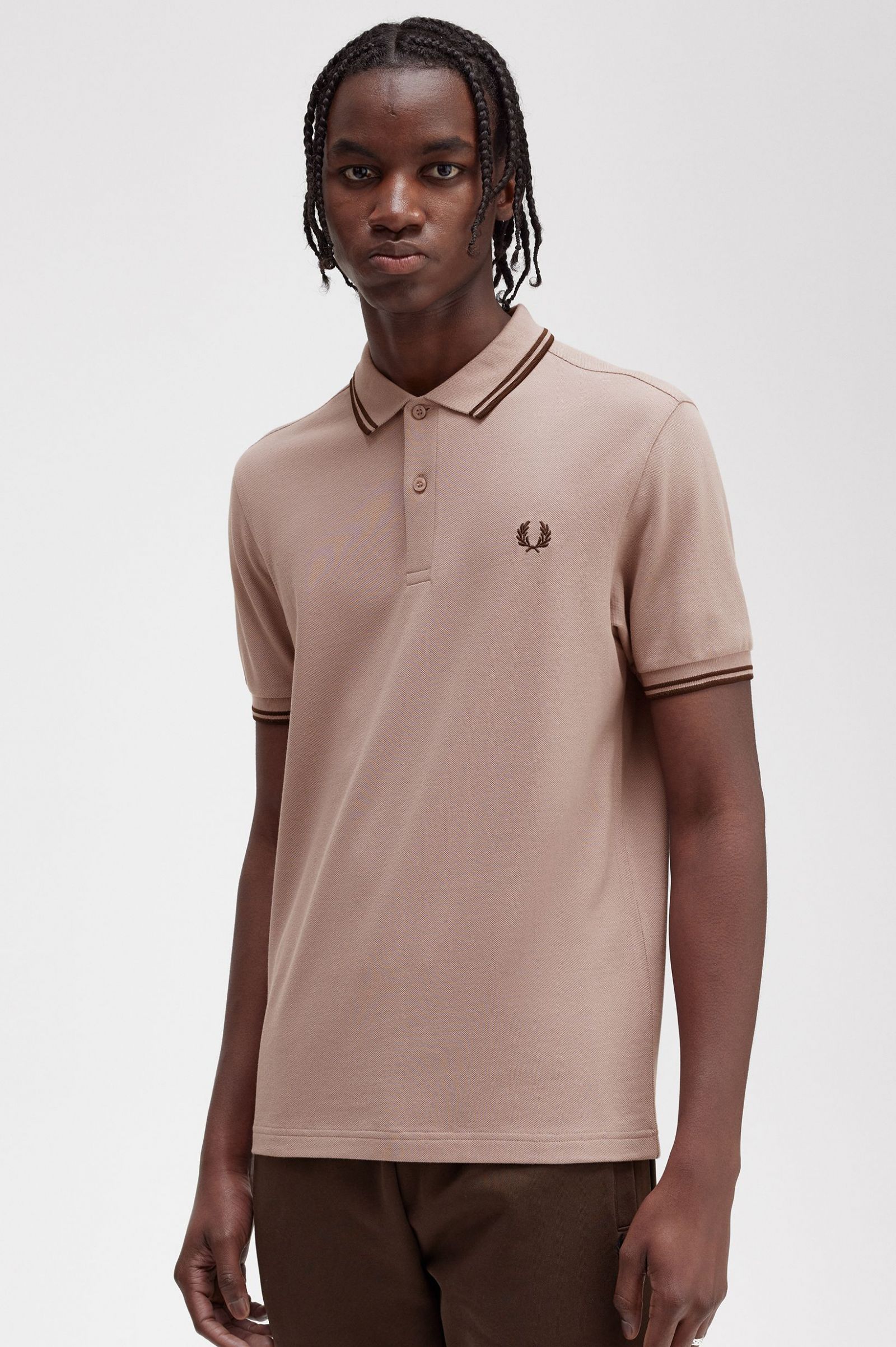 The Fred Perry ShirtM3600 Dark Pink / Burnt Tobacco / Burnt Tobacco 7038553