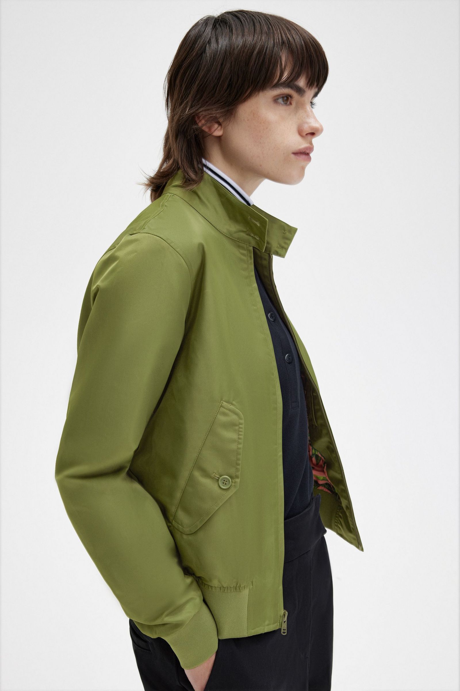 Amy Winehouse FoundationPrinted Lining Zip-Through Jacket Parka Green 7039282