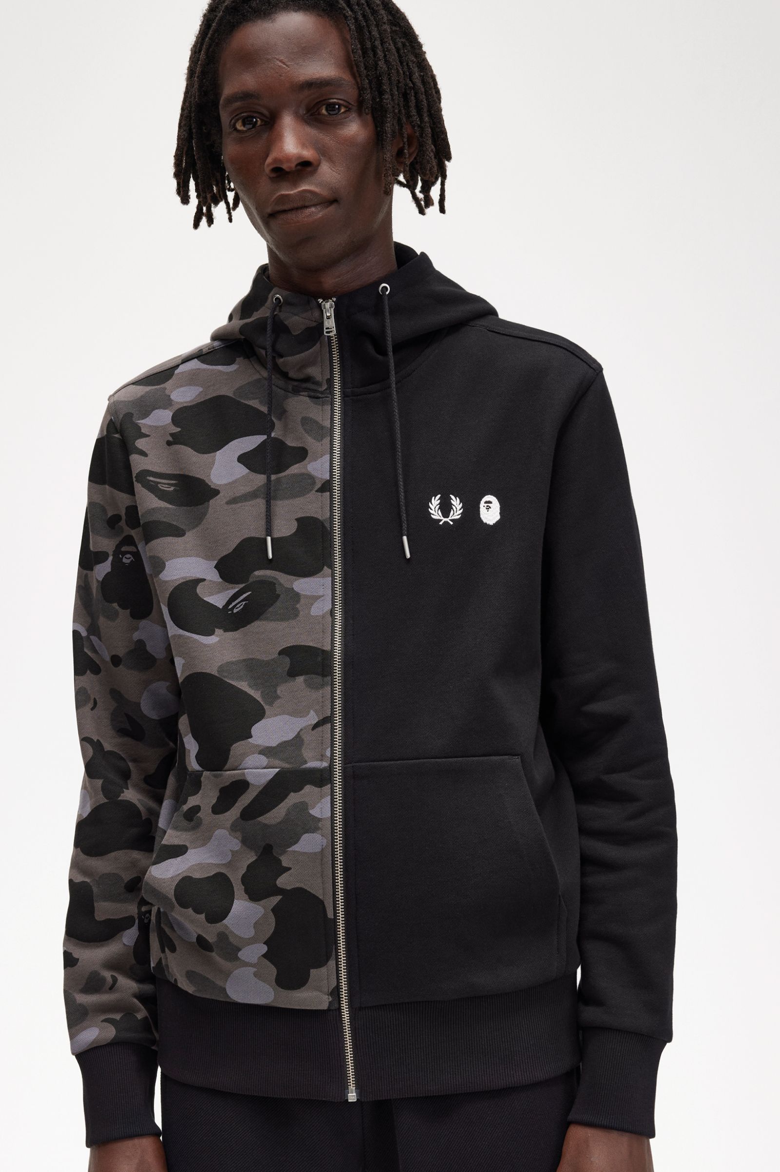 A Bathing Ape?Contrast Zipped Hooded Sweatshirt Black 7038238