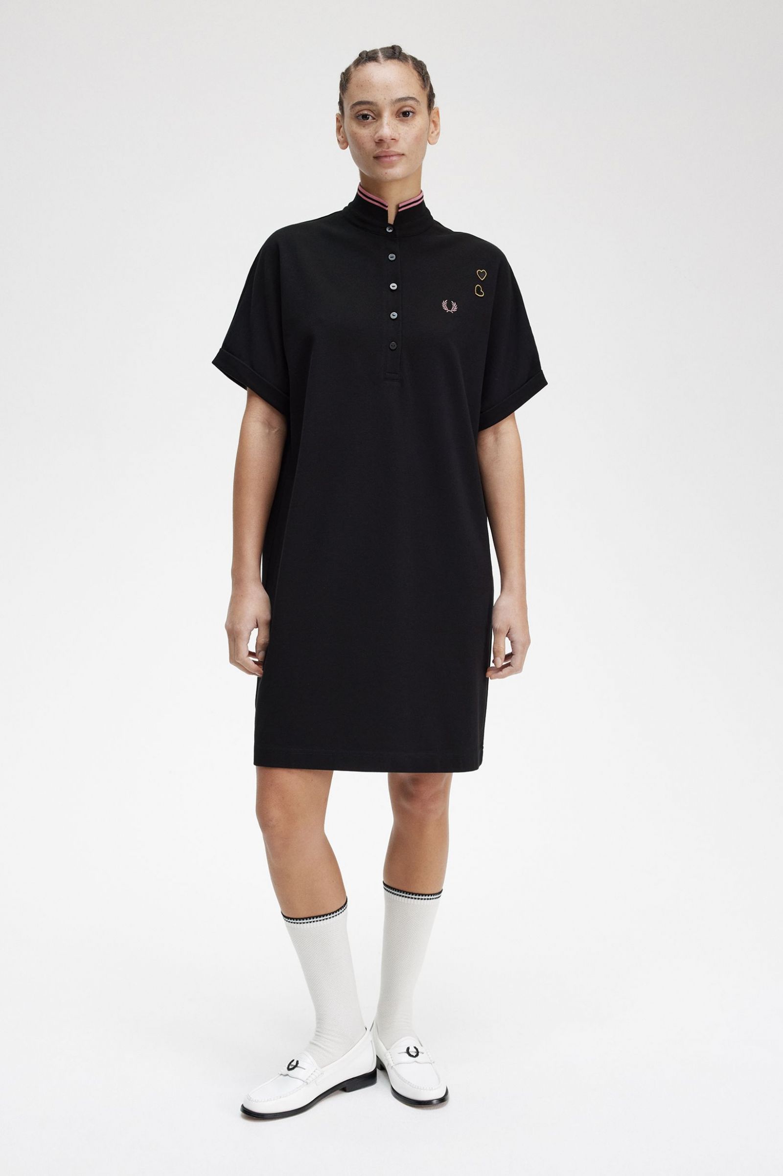 Amy Winehouse FoundationTipped Piqué Shirt Dress Black 7039306
