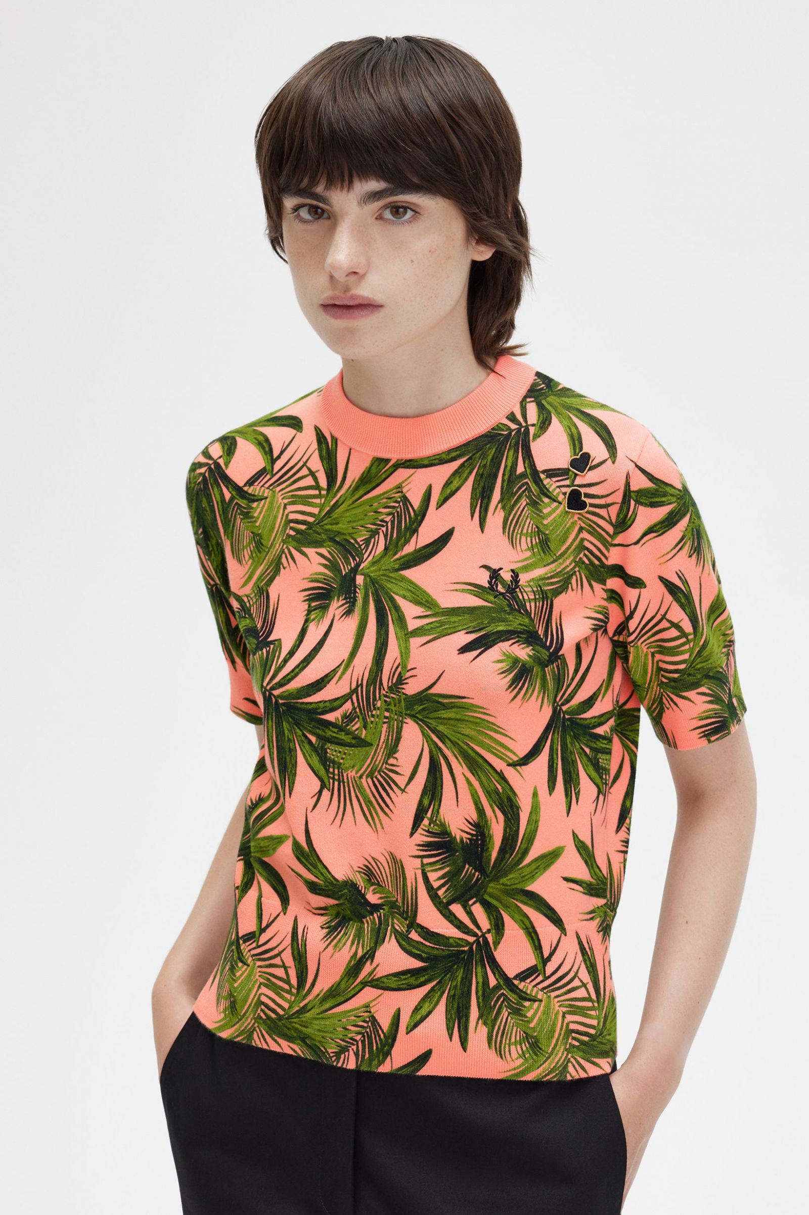 Amy Winehouse FoundationPalm Print Jumper Coral Heat 7039230