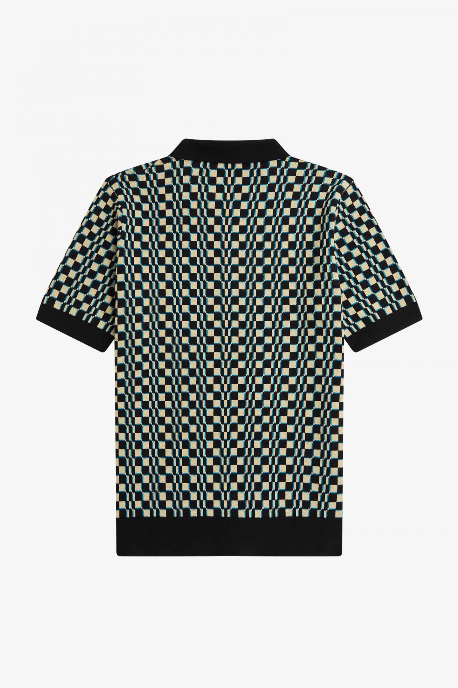 Glitch Chequerboard Knitted Shirt Light Oyster / Black 7038348