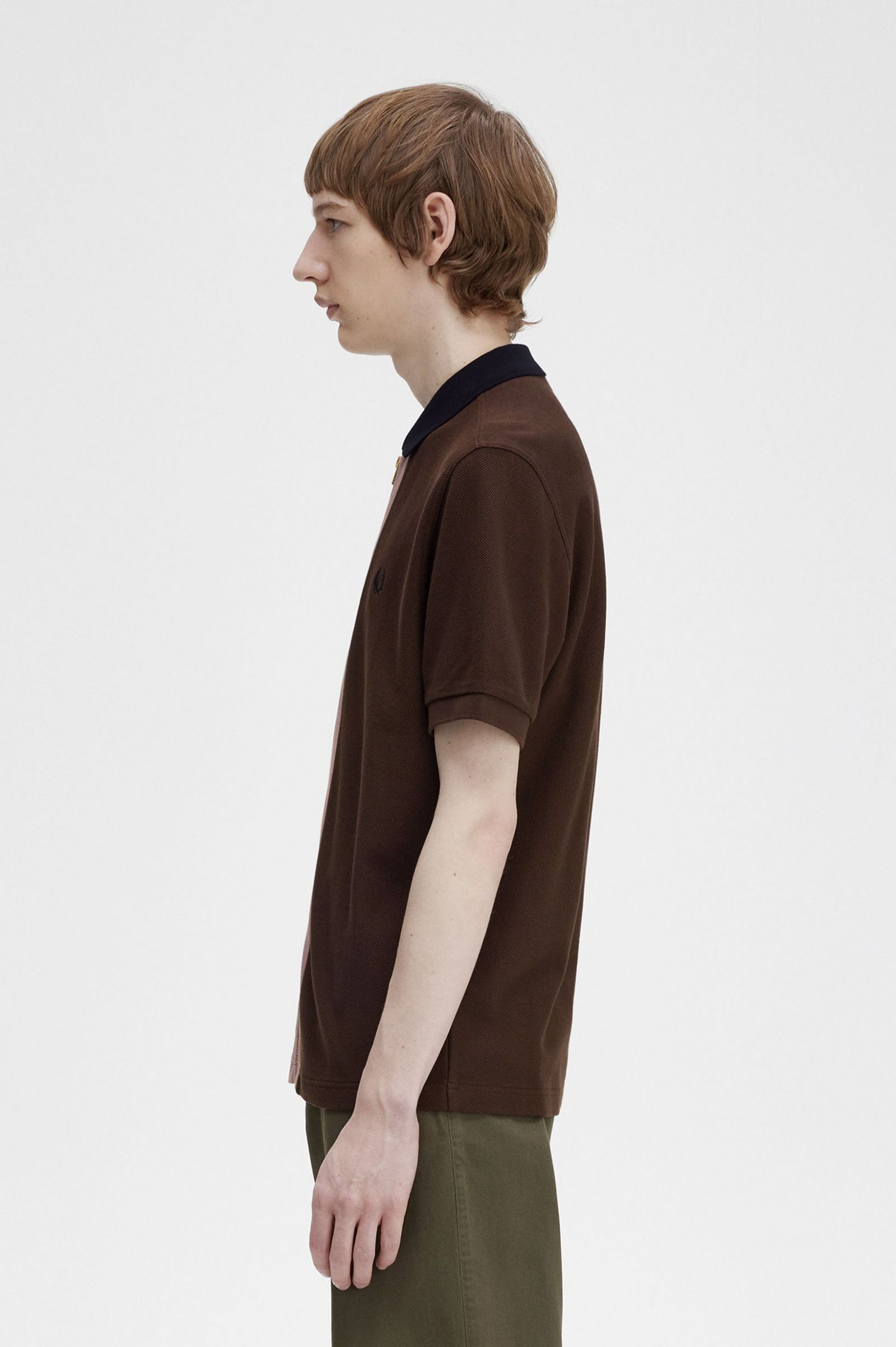 Zip Through Polo Shirt Burnt Tobacco 7038678