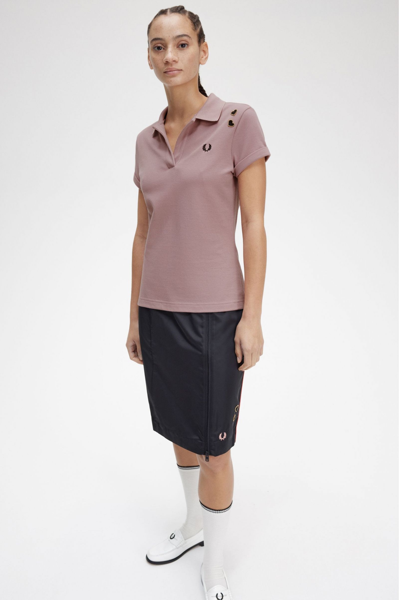 Amy Winehouse FoundationOpen-Collar Piqué Shirt Dusty Rose Pink 7039400