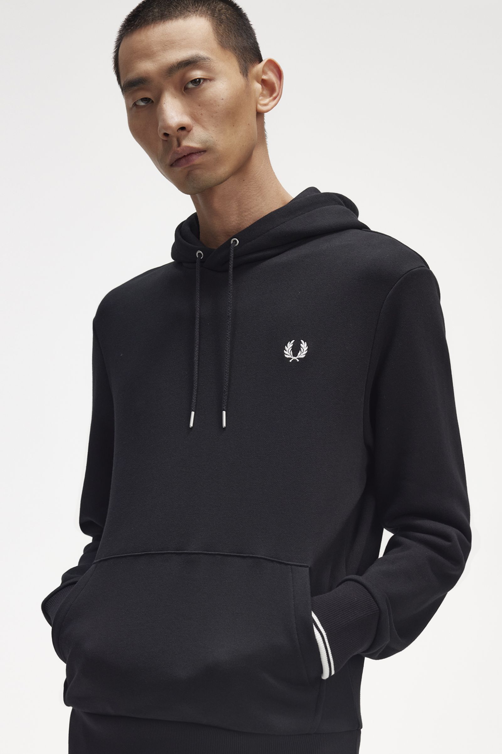 Tipped Hooded Sweatshirt Black 7038870