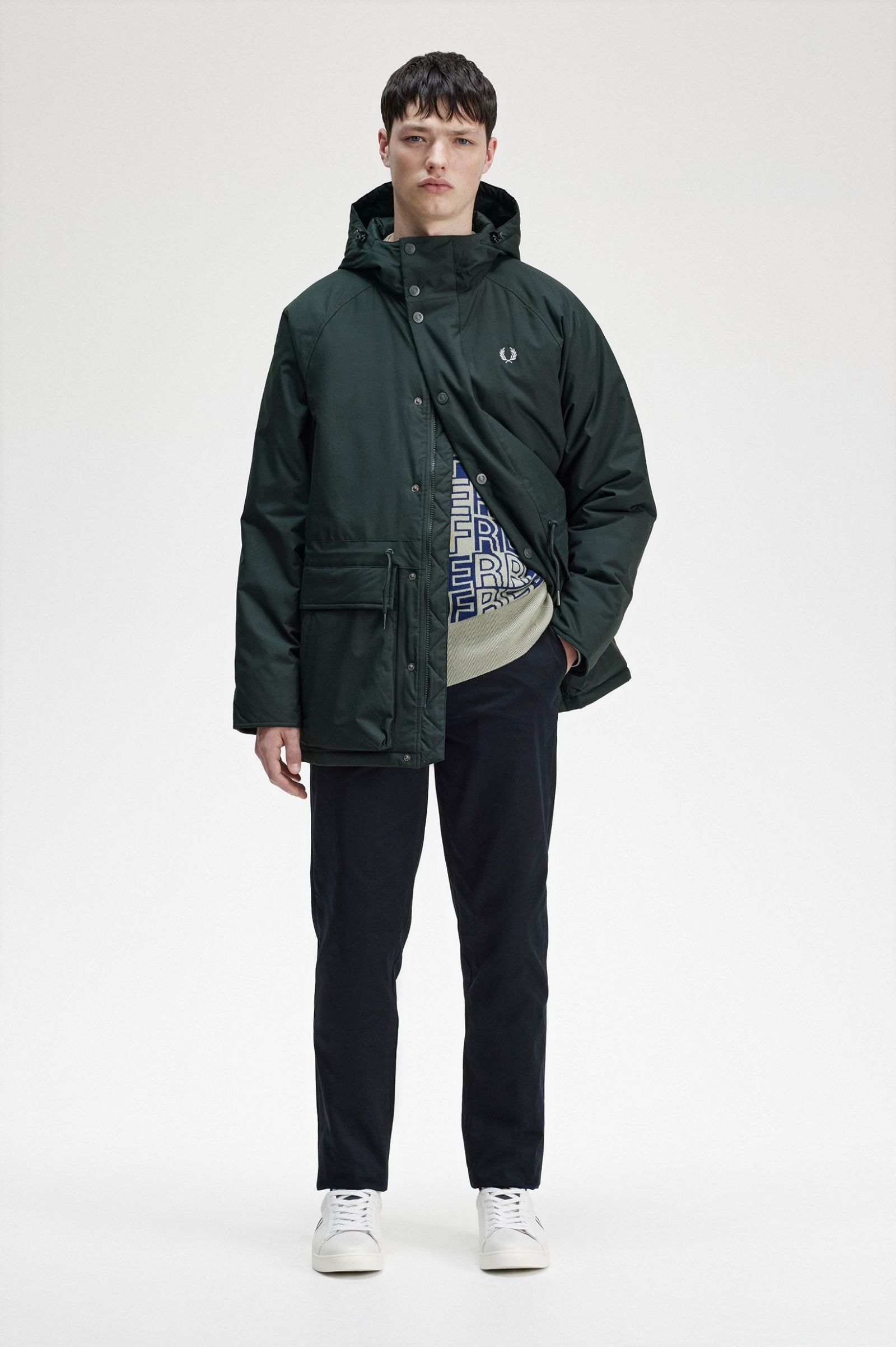 Padded Zip Through Jacket Night Green 7038273
