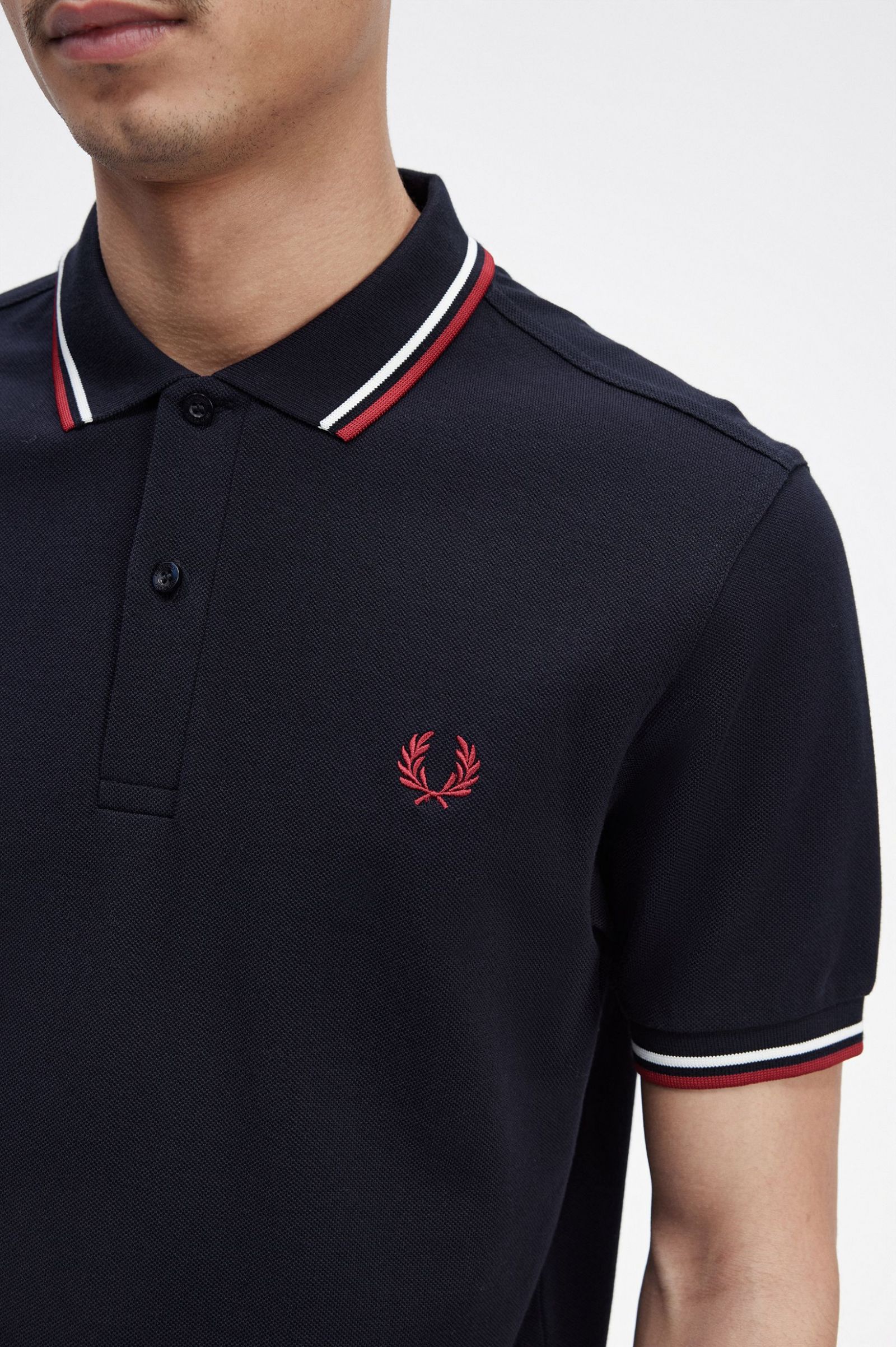 The Fred Perry ShirtM3600 Navy / Snow White / Burnt Red 7039034