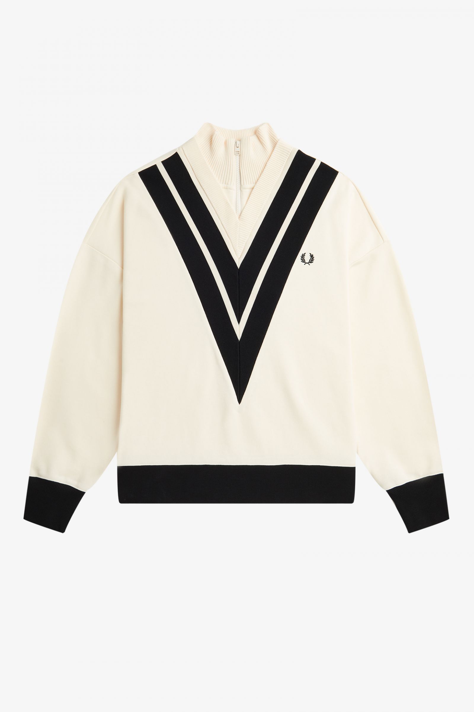 Tipped Knitted Trim Sweatshirt Ecru 7039420