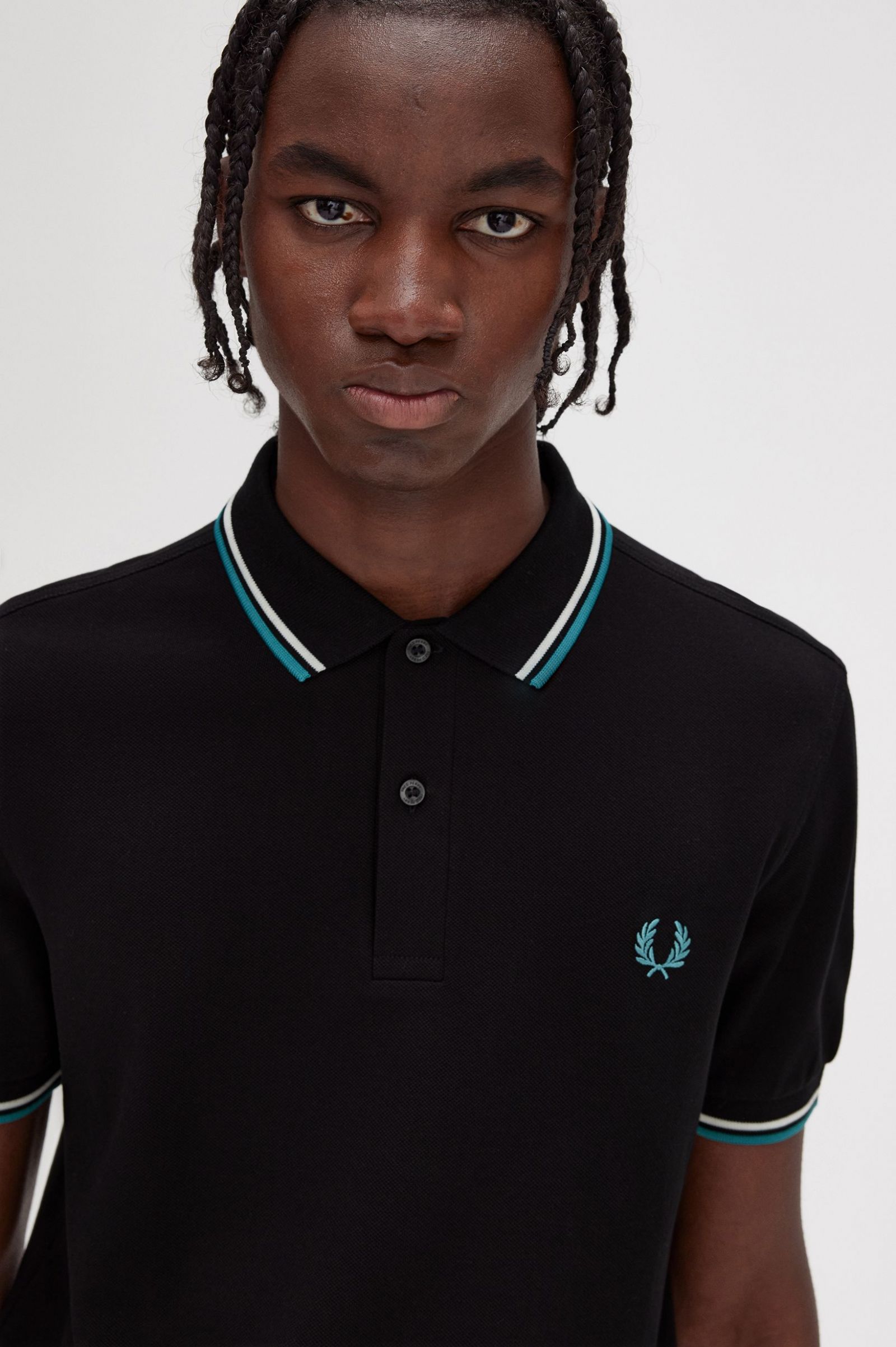 The Fred Perry ShirtM3600 Black / Ecru / Deep Mint 7038550