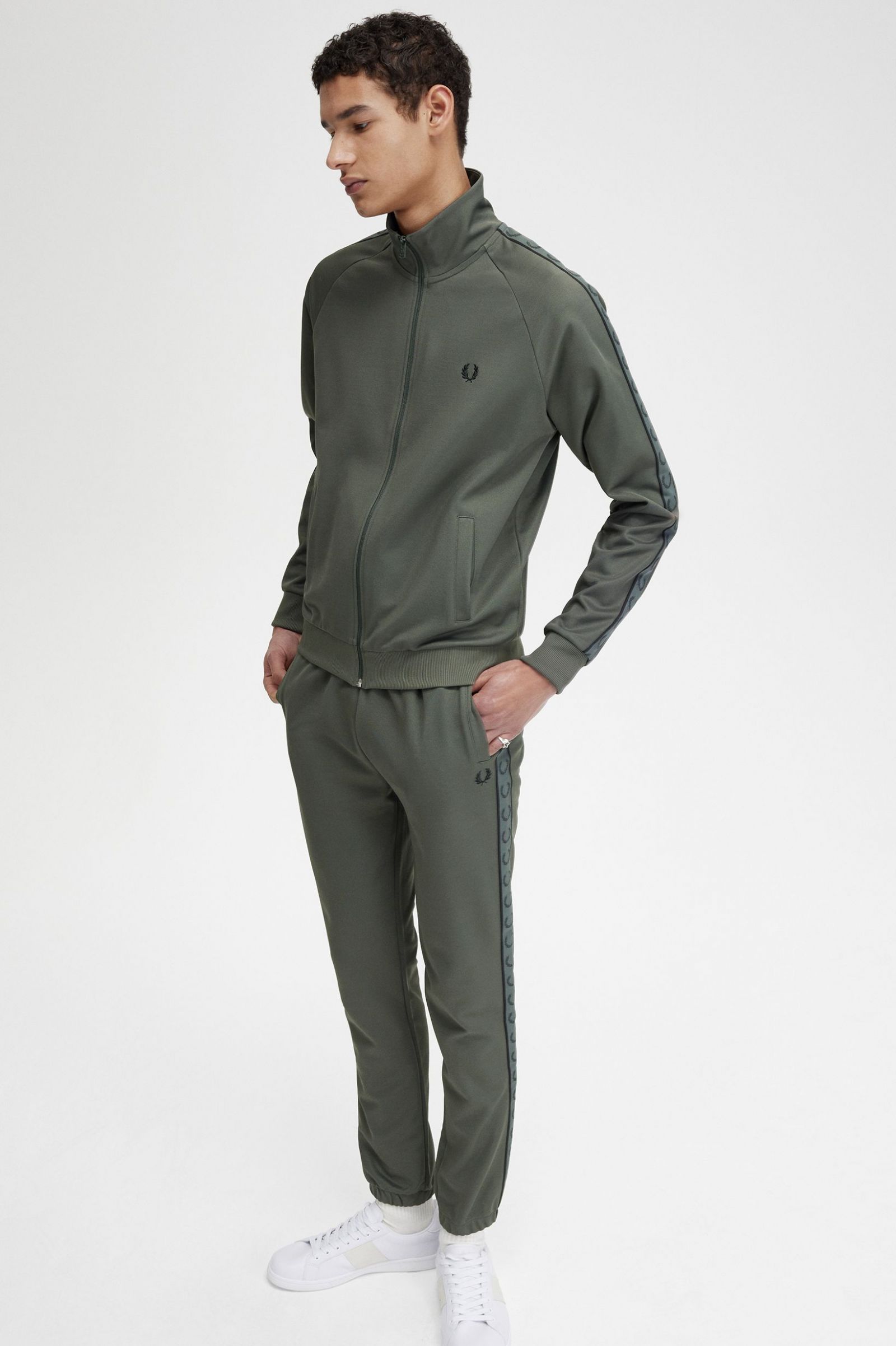 Contrast Tape Track Jacket Field Green / Black 7039116