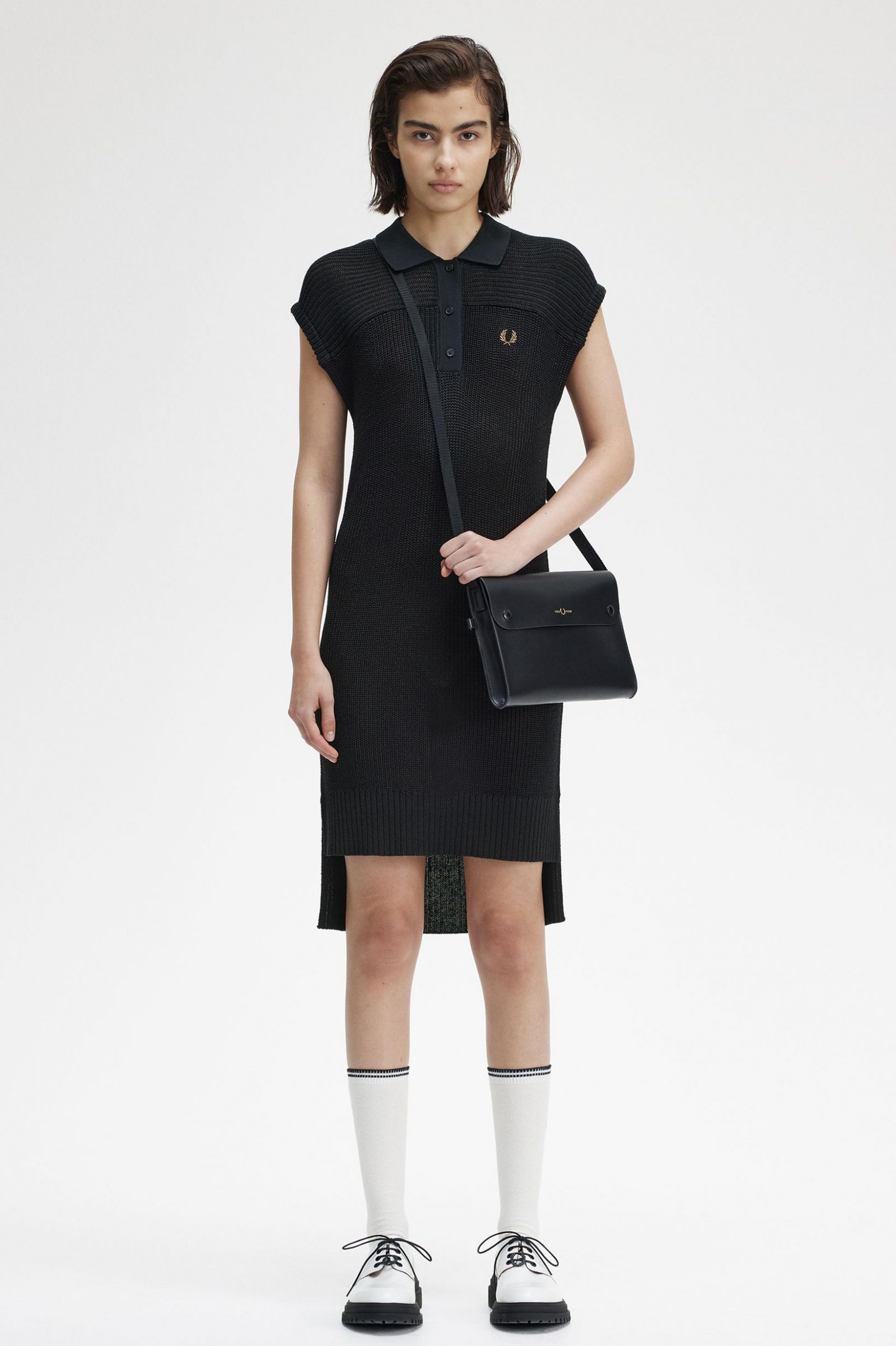 Knitted Shirt Dress Black 7039305