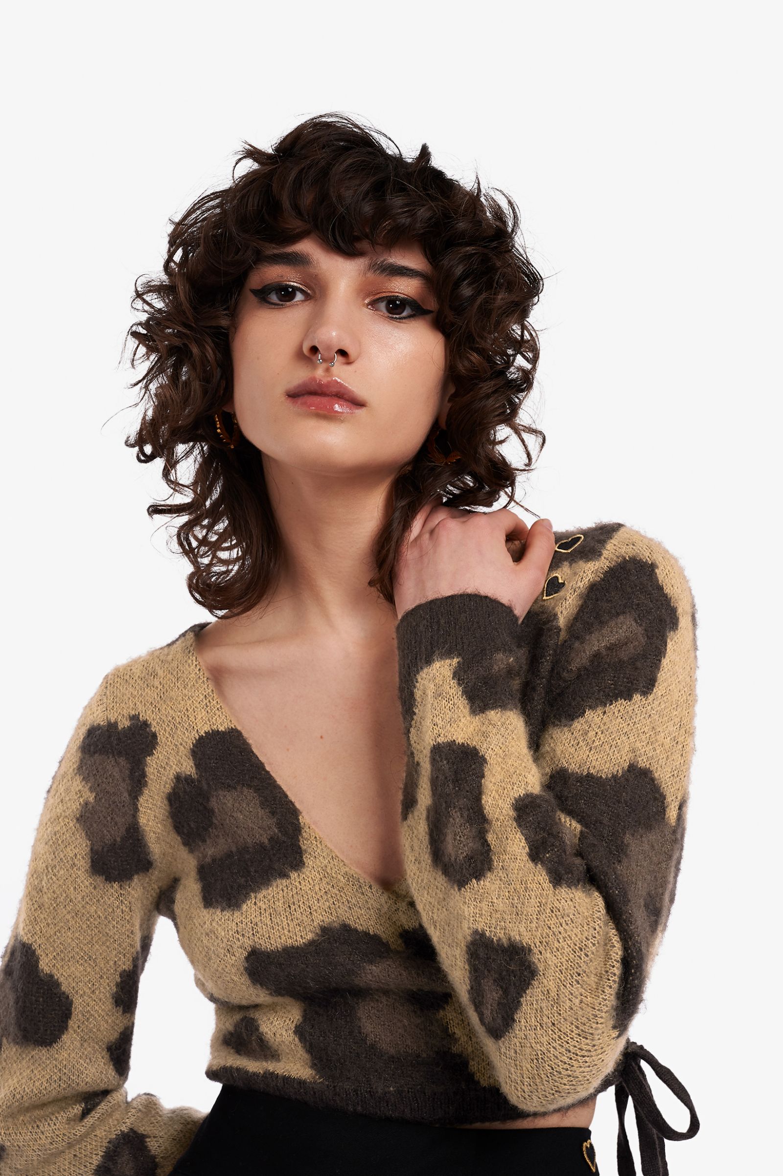 Amy Winehouse FoundationLeopard Wrap Cardigan Black 7037971
