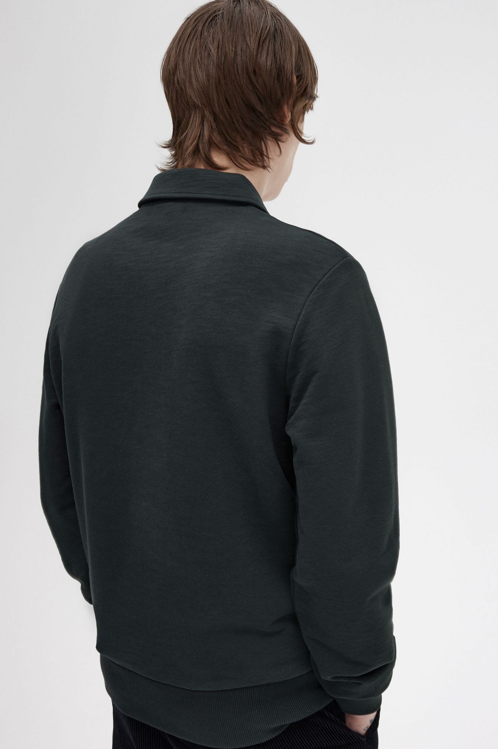 Zip Neck Collar Sweatshirt Night Green 7038409