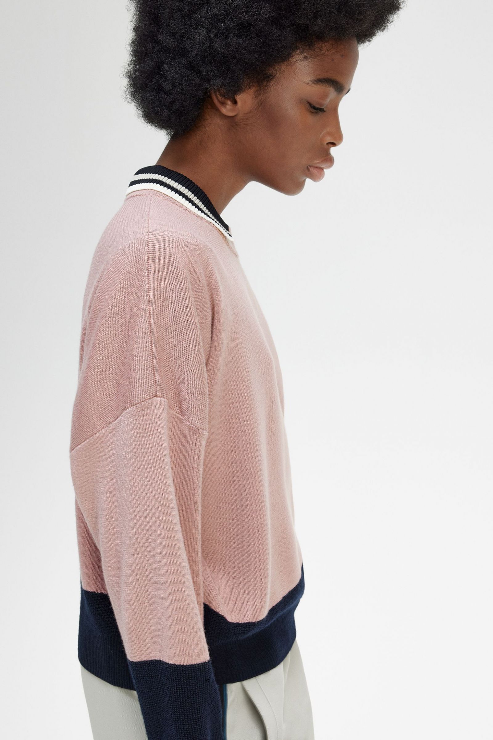 Colour Block Jumper Dusty Rose Pink 7039312
