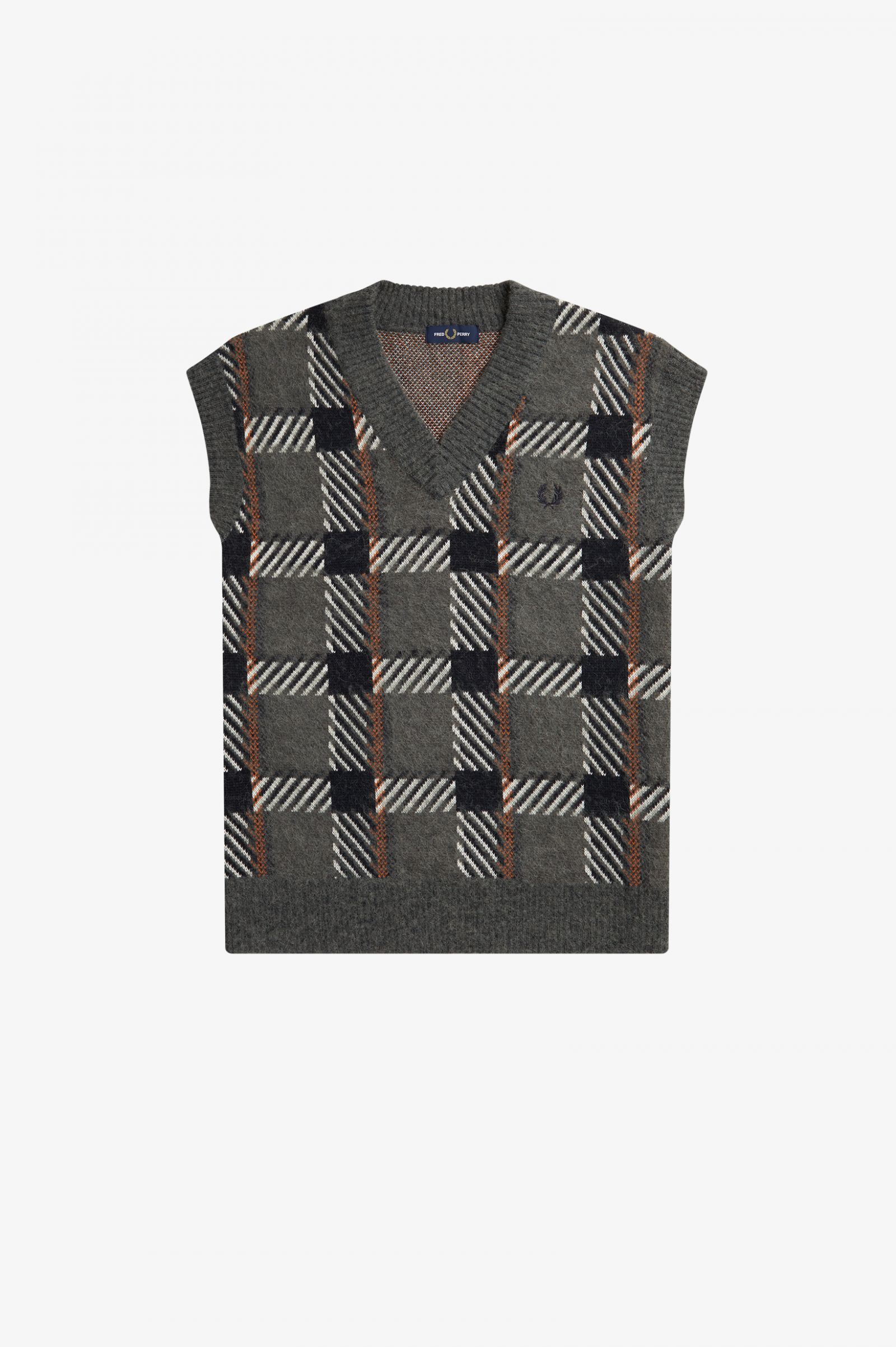 Glitch Tartan Knitted Tank Field Green 7038700