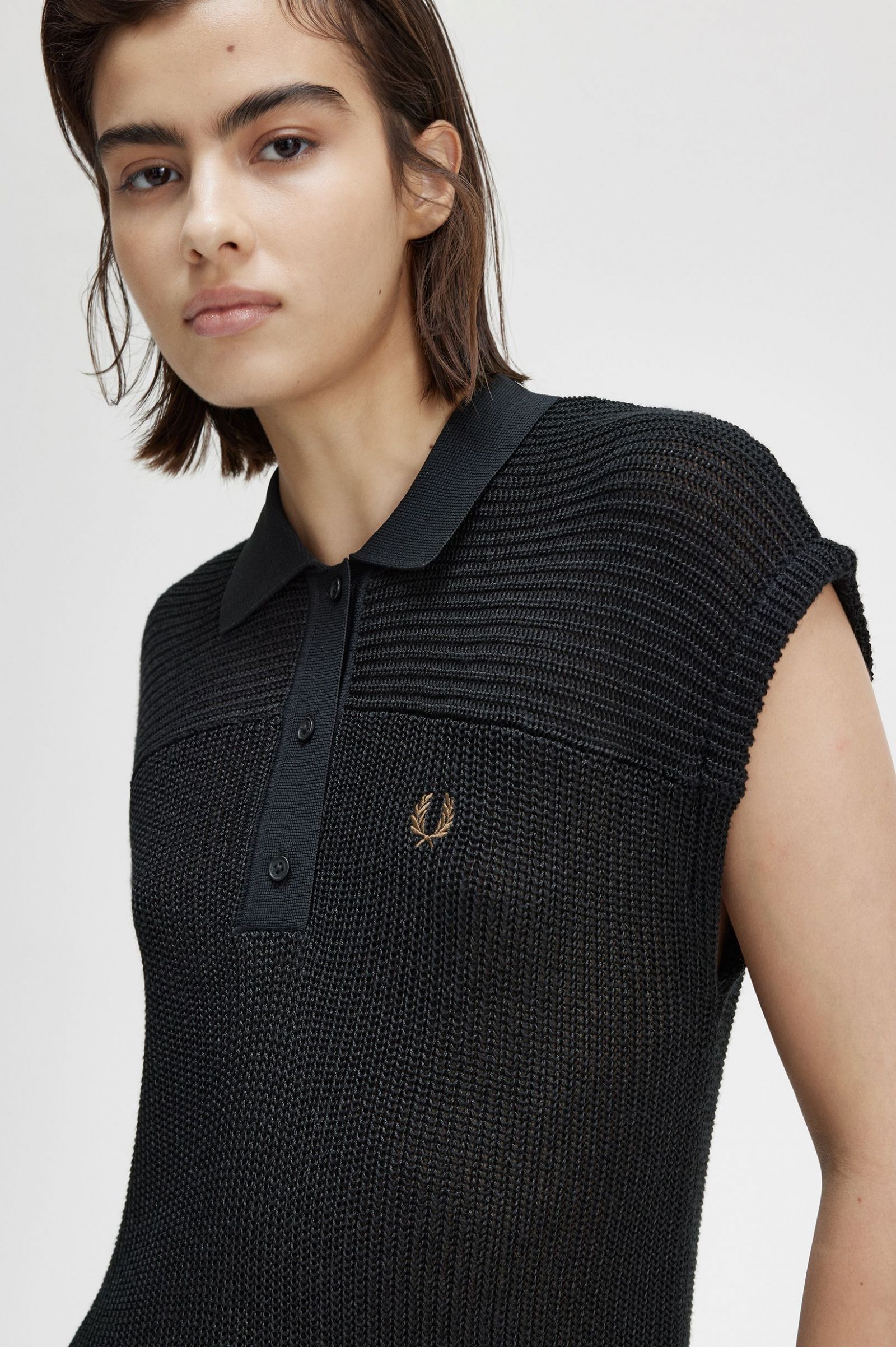 Knitted Shirt Dress Black 7039305