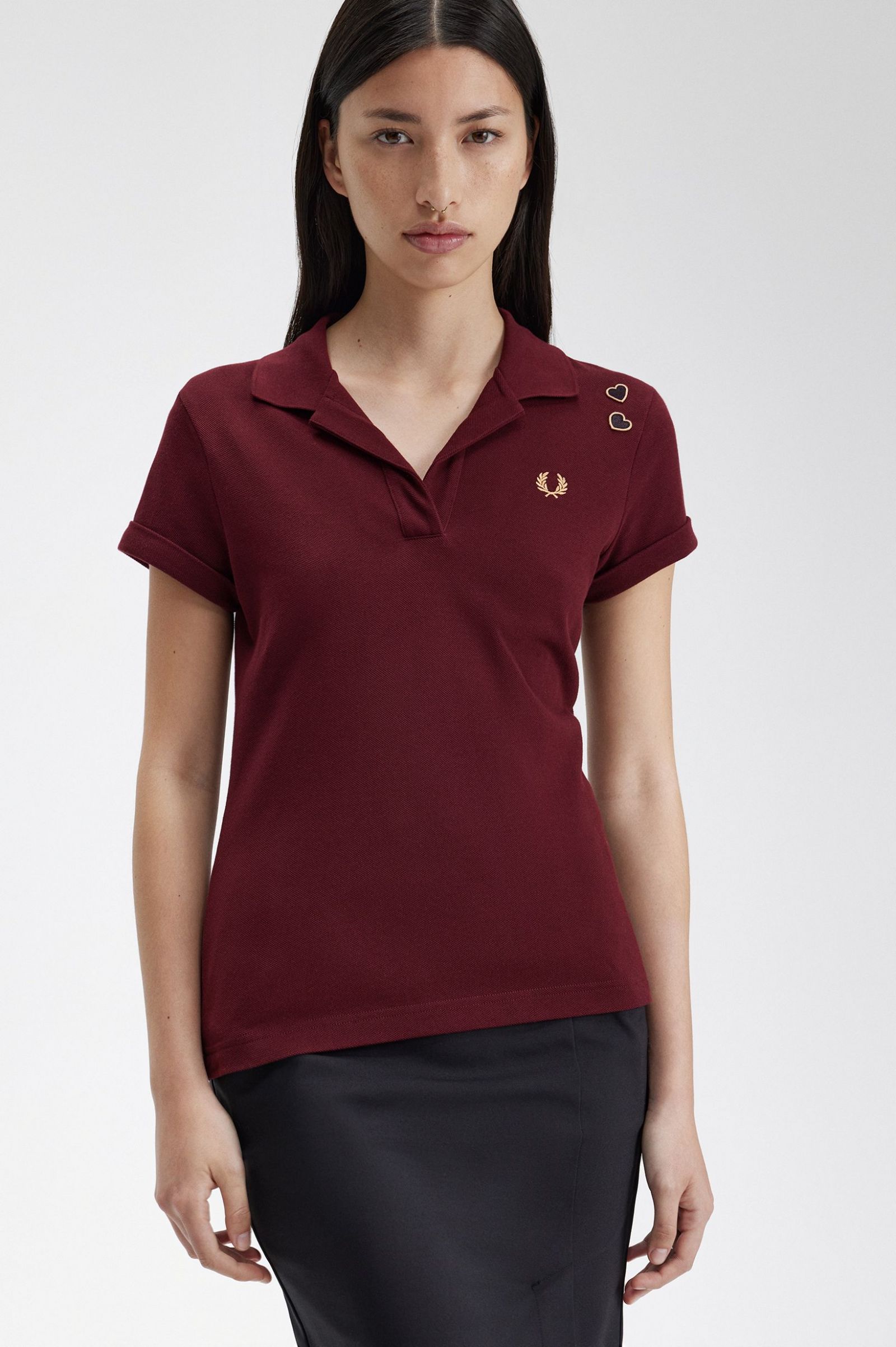 Amy Winehouse FoundationOpen-Collar Pique Shirt Oxblood 7039375