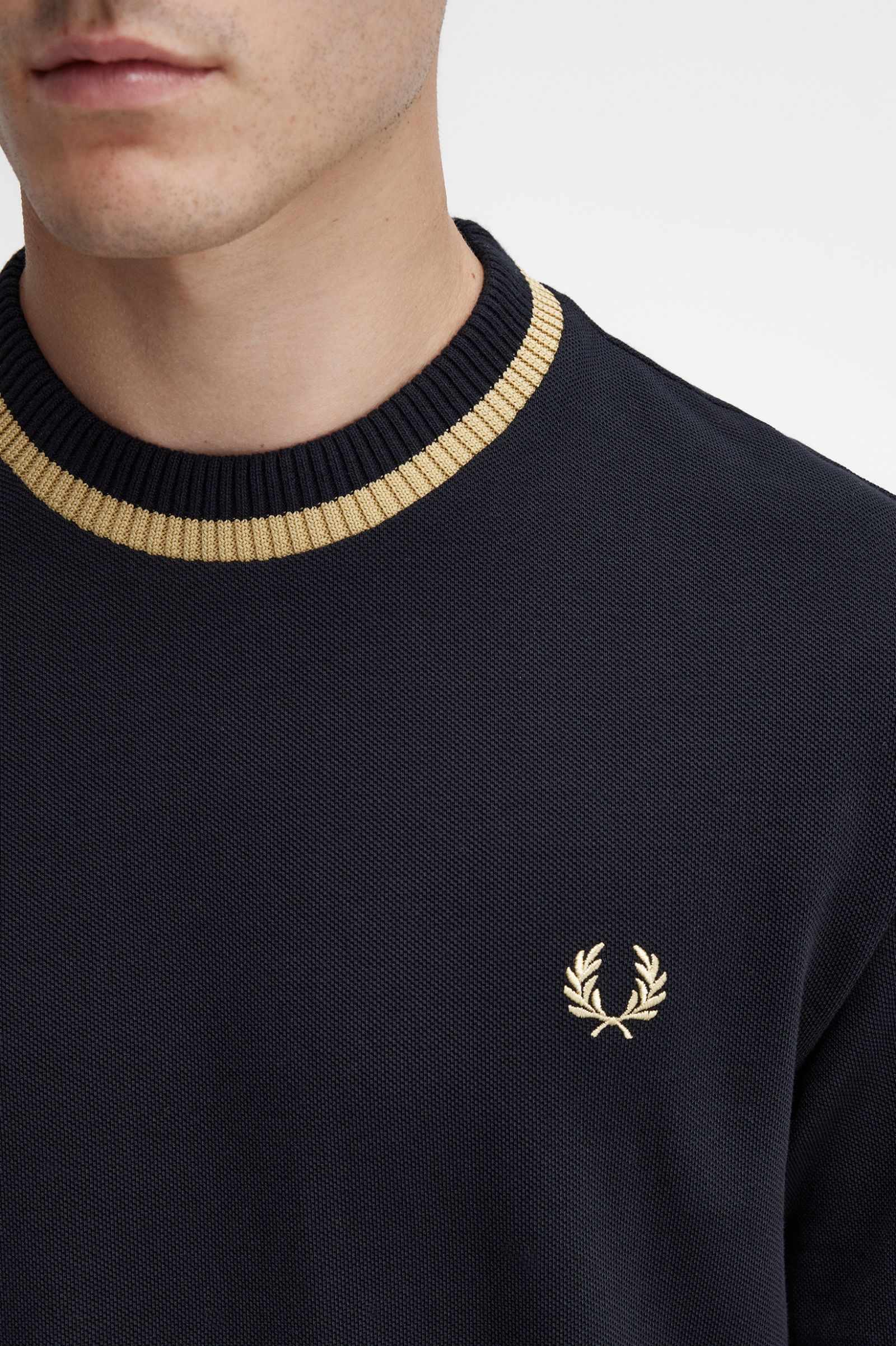 Crew Neck Piqué T-Shirt Black 7038936