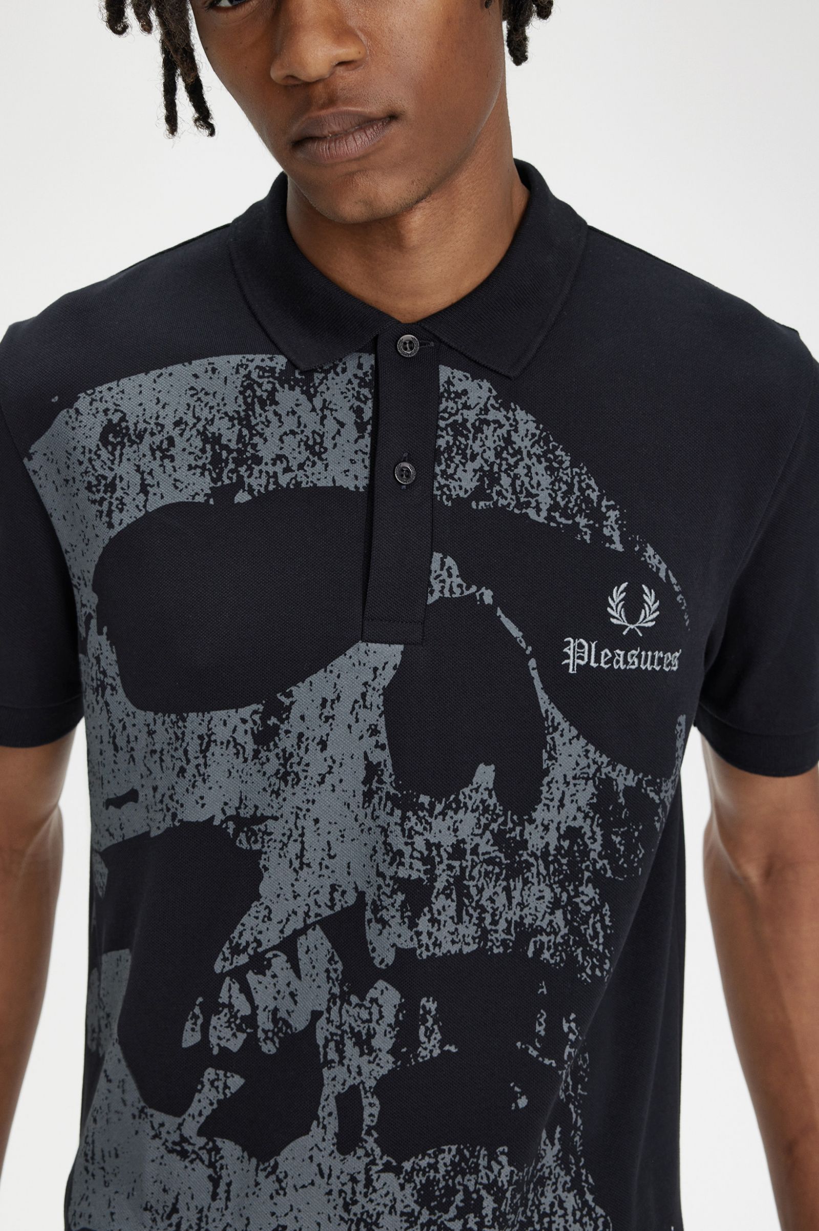 PleasuresSkull Fred Perry Shirt Black 7039161