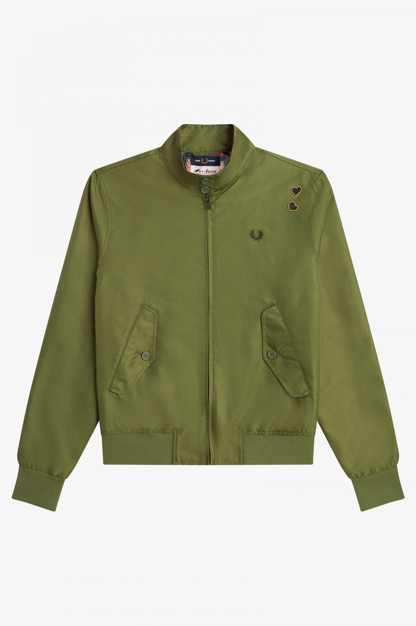 Amy Winehouse FoundationPrinted Lining Zip-Through Jacket Parka Green 7039282