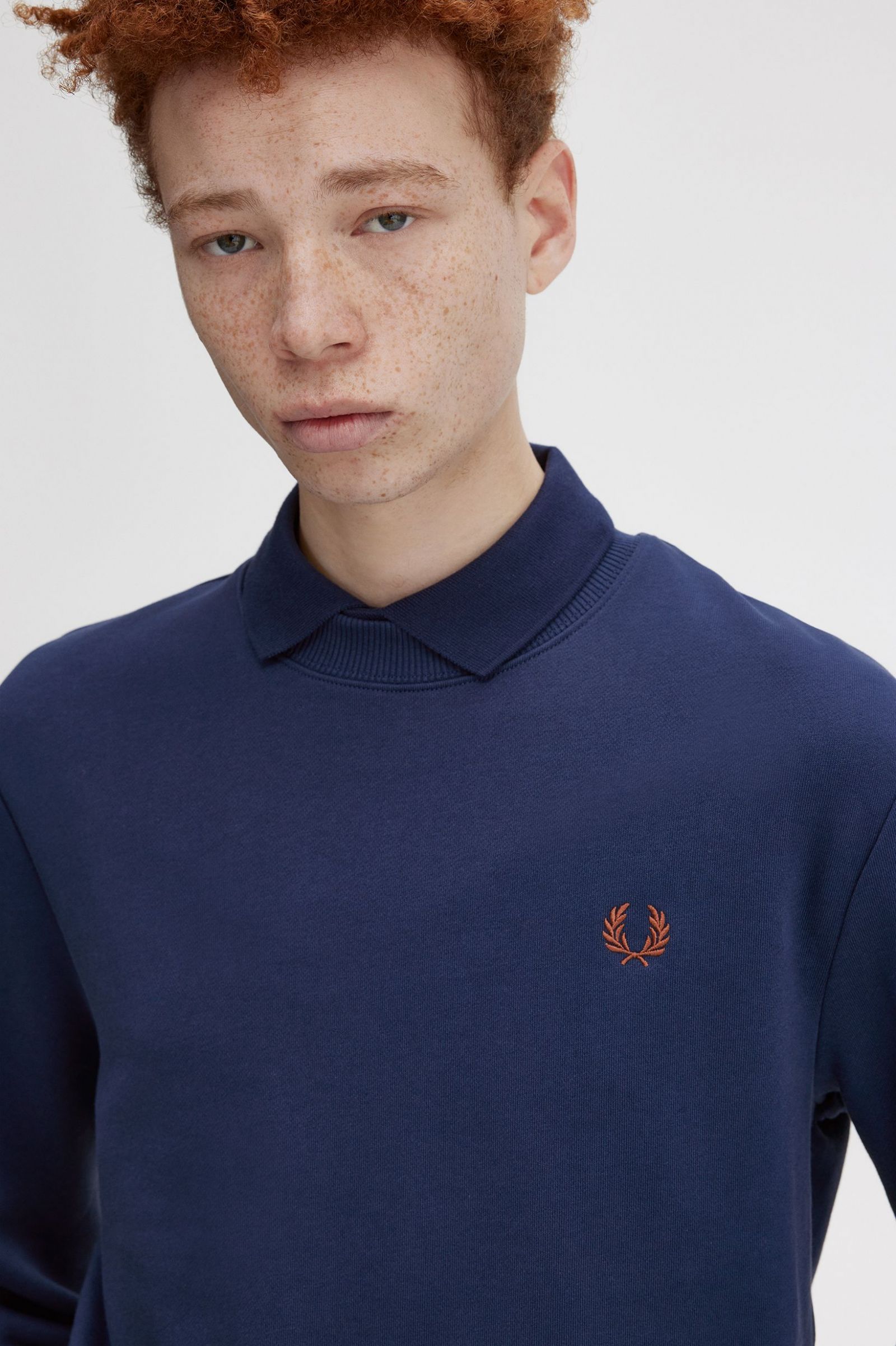 Crew Neck Sweatshirt French Navy / Whisky Brown 7038390