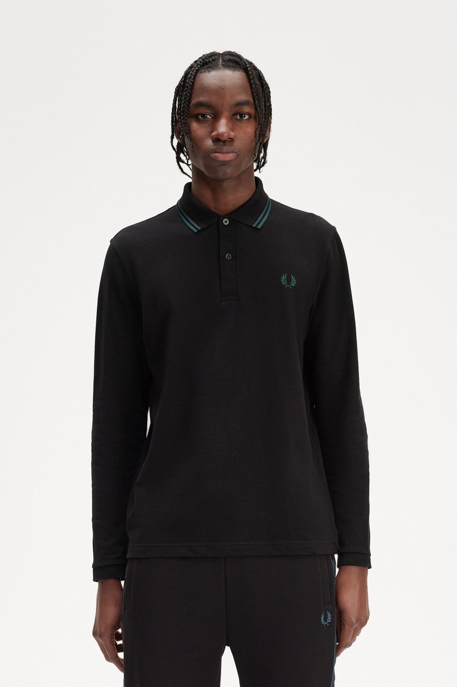 The Fred Perry ShirtM1212 Black / Petrol Blue / Petrol Blue 7038598