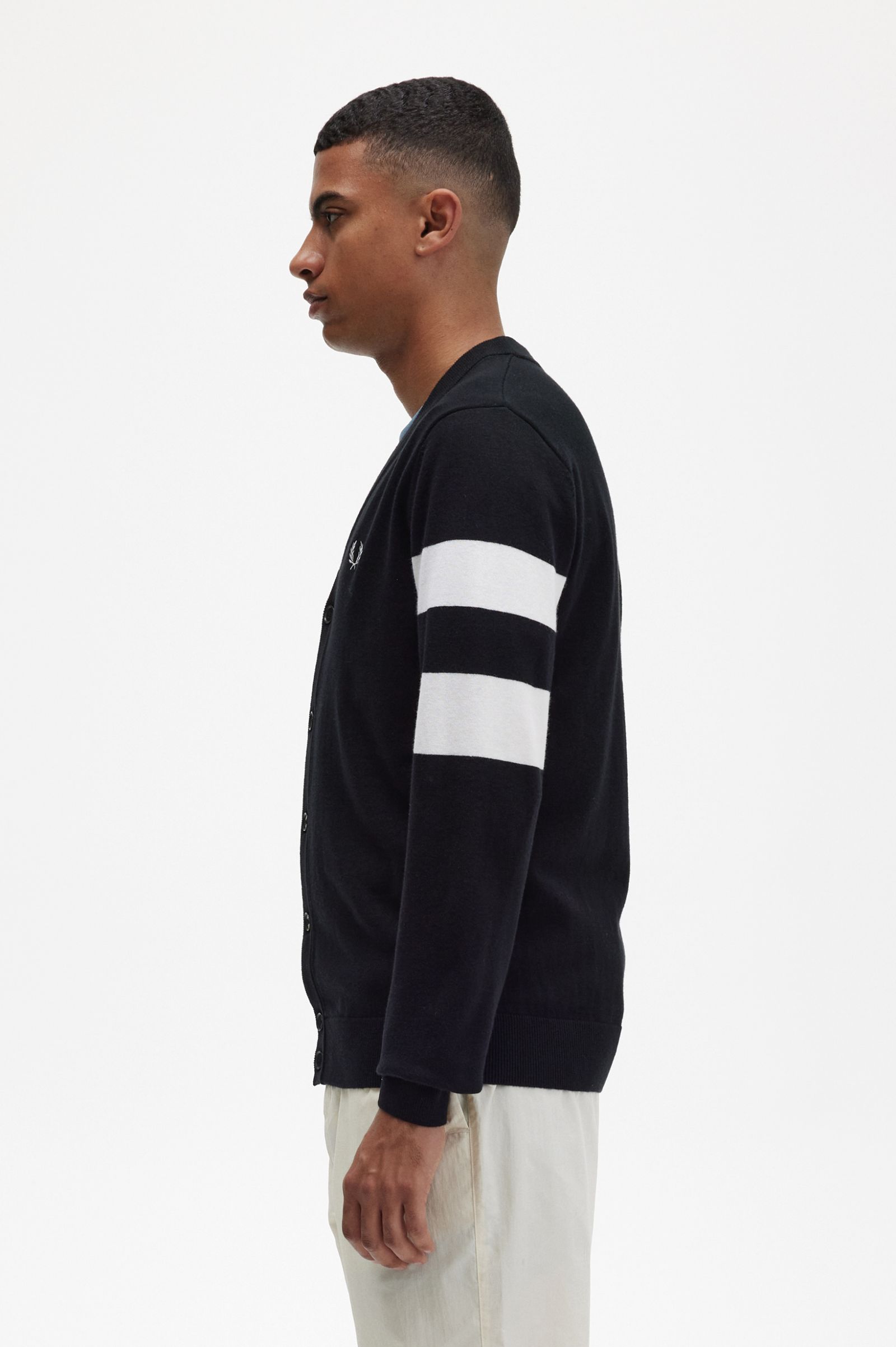 Tipped Sleeve Cardigan Black 7038324