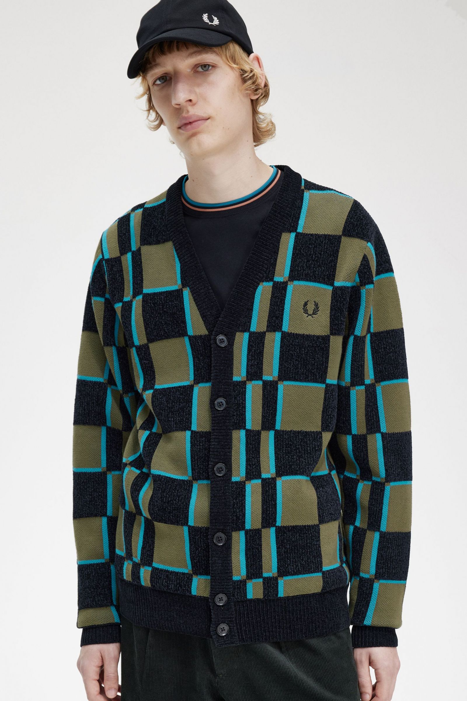 Glitch Chequerboard Cardigan Uniform Green / Black 7038327